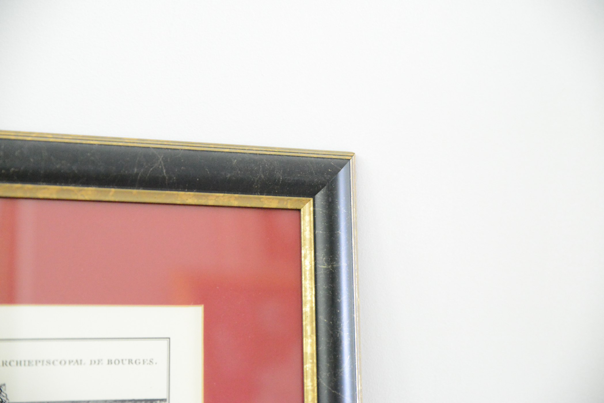 Framed Reproduction Engraving "Avant Corps de Palais Archiepiscopal de Bourges"