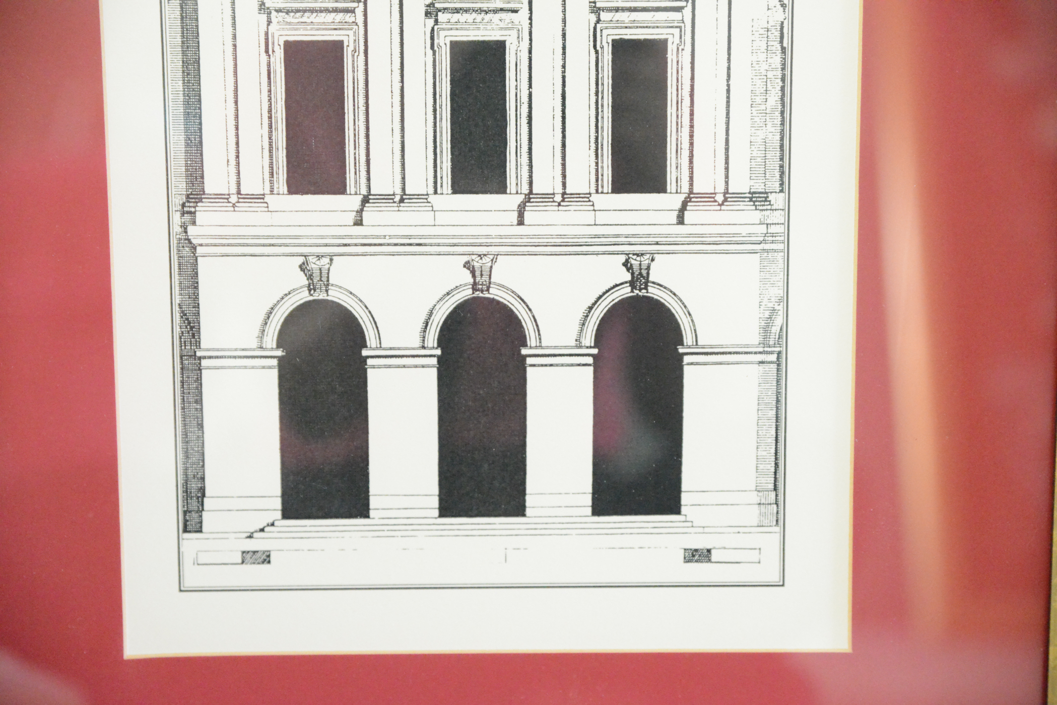 Framed Reproduction Engraving "Avant Corps de Palais Archiepiscopal de Bourges"