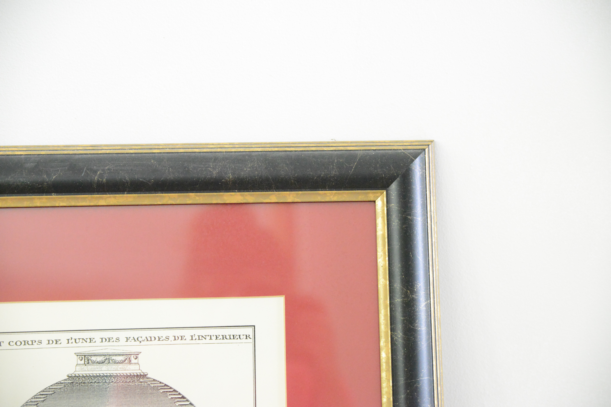 Framed Reproduction Engraving "Avant Corps de L'une Des Facades de L'interieur"