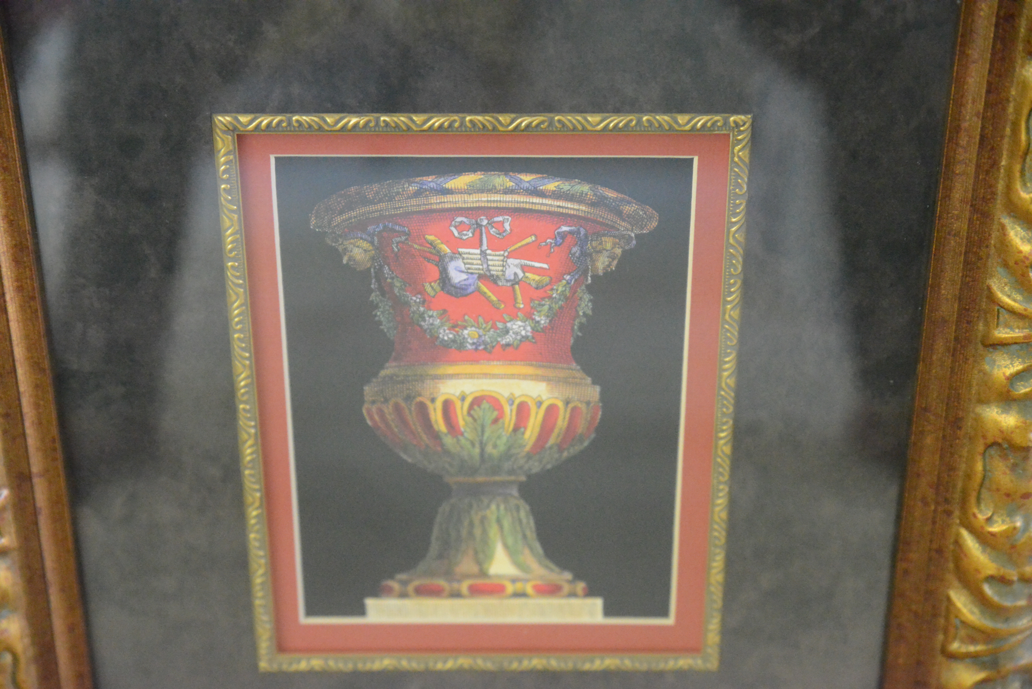 Pair of Framed Urn Offset Lithographs