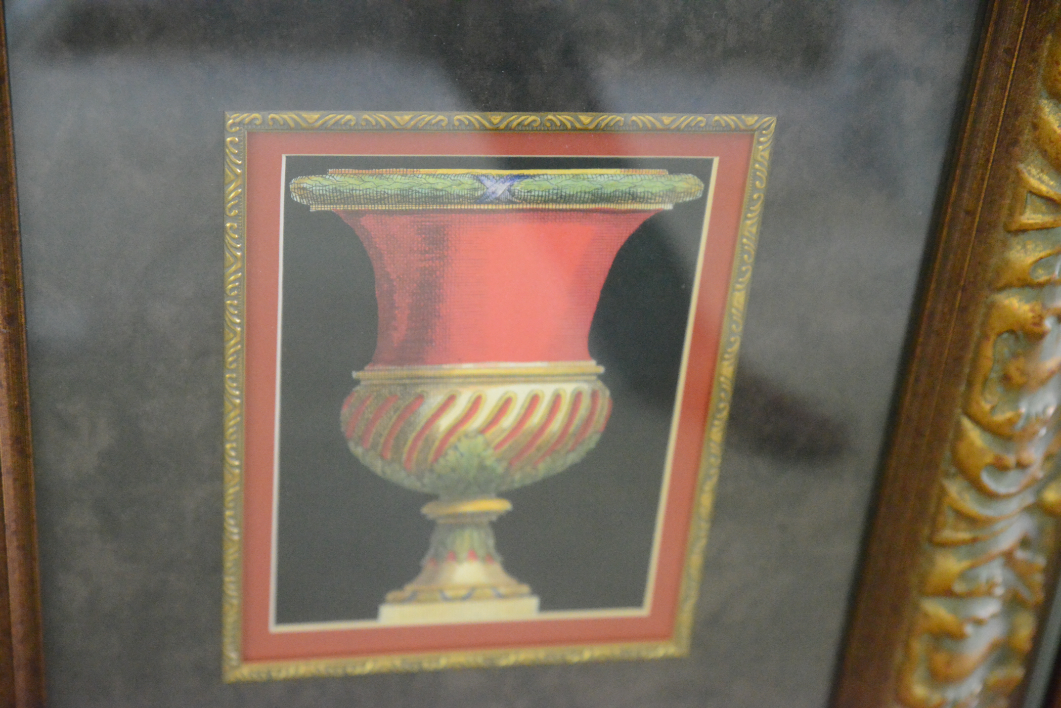 Pair of Framed Urn Offset Lithographs