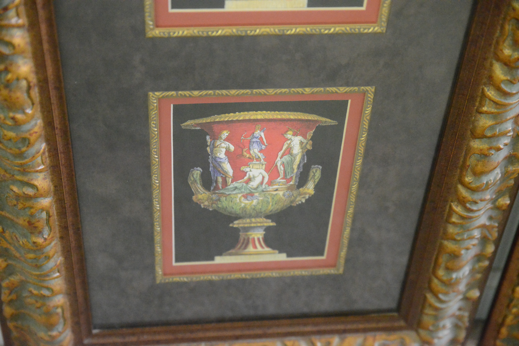 Pair of Framed Urn Offset Lithographs