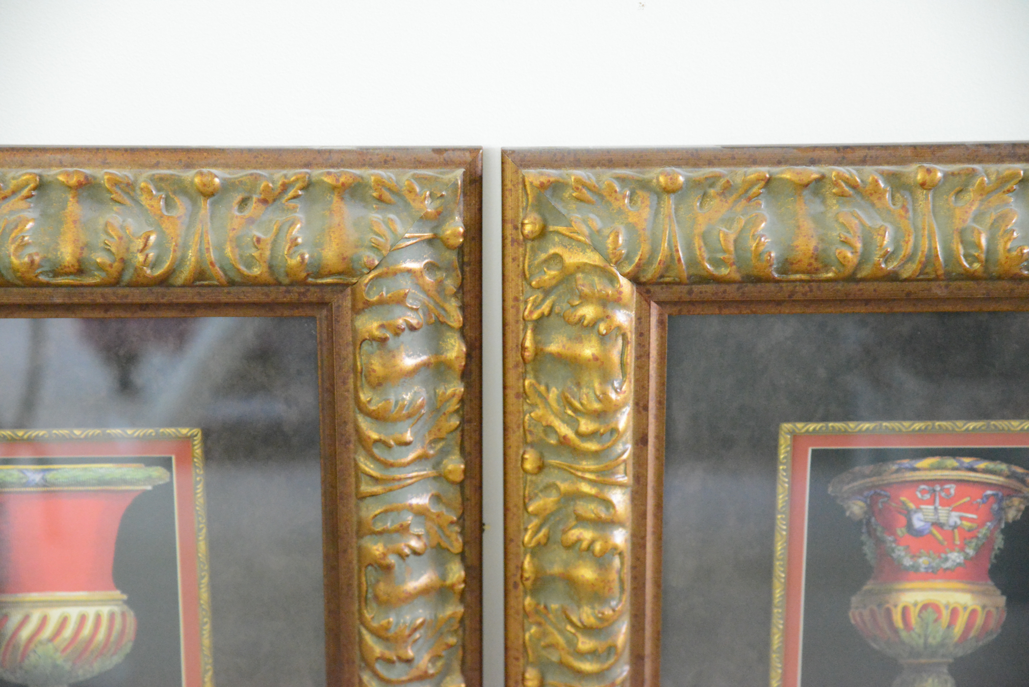 Pair of Framed Urn Offset Lithographs