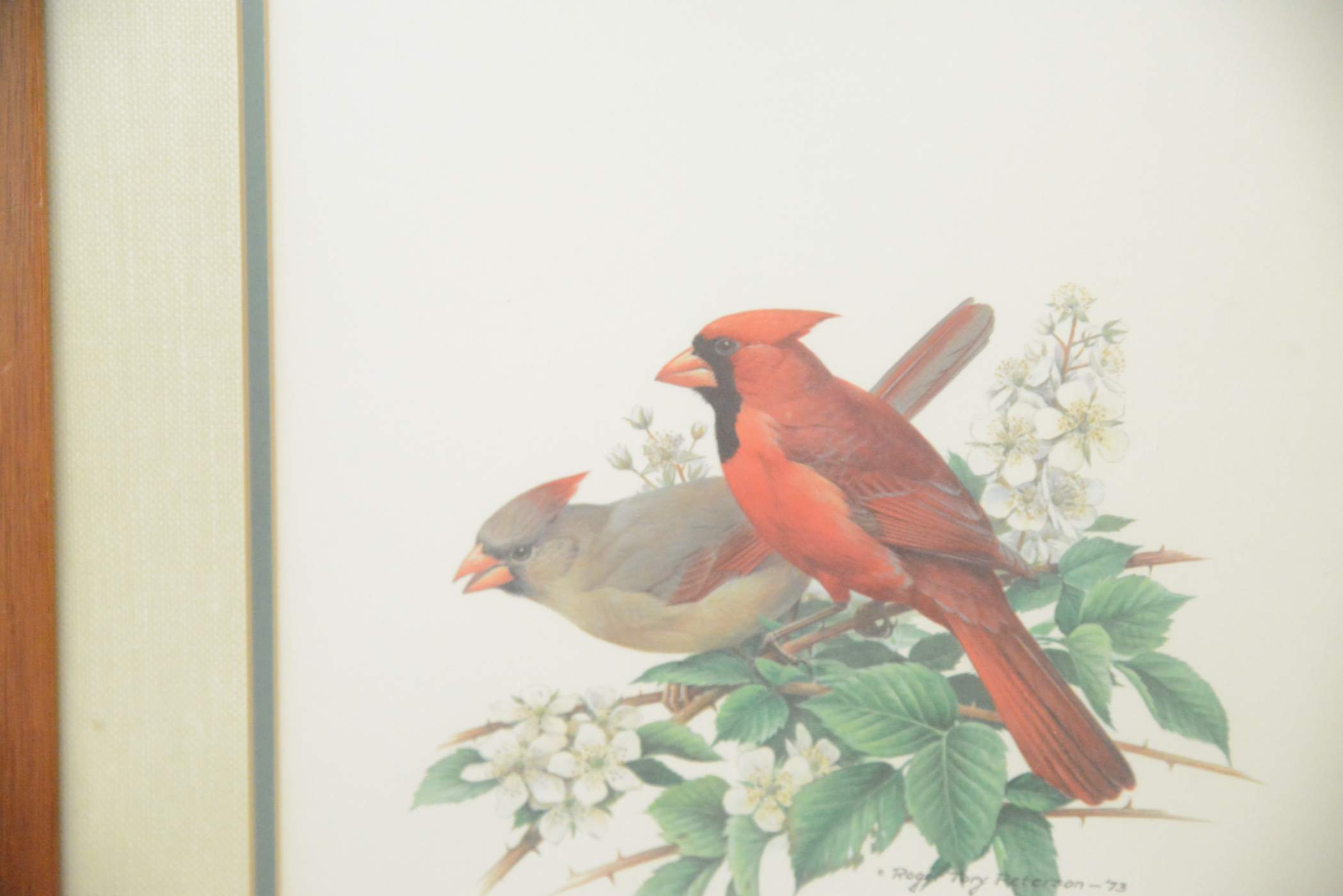 Framed Vintage Cardinal Offset Lithograph
