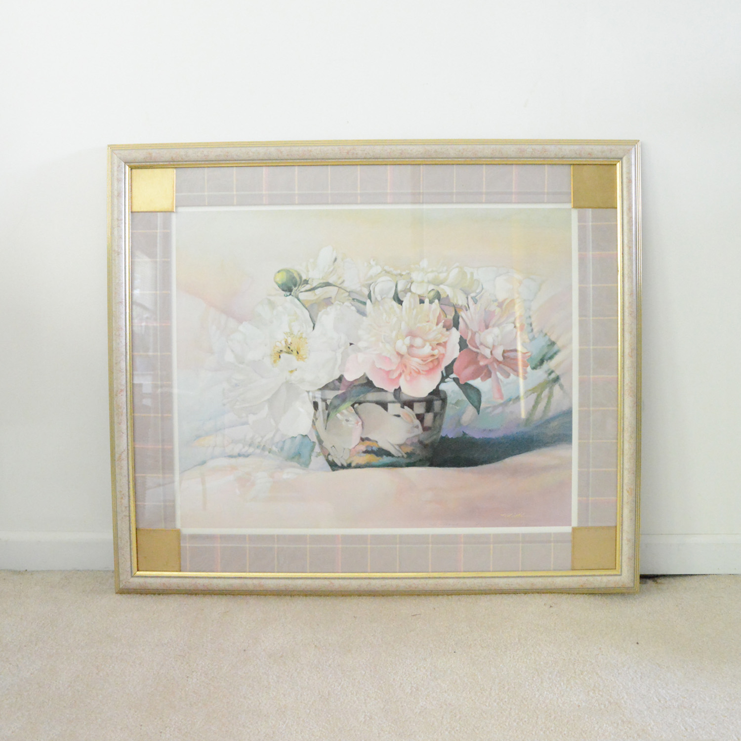 Vintage Signed Nancy Noel "Peonies" Offset Lithograph