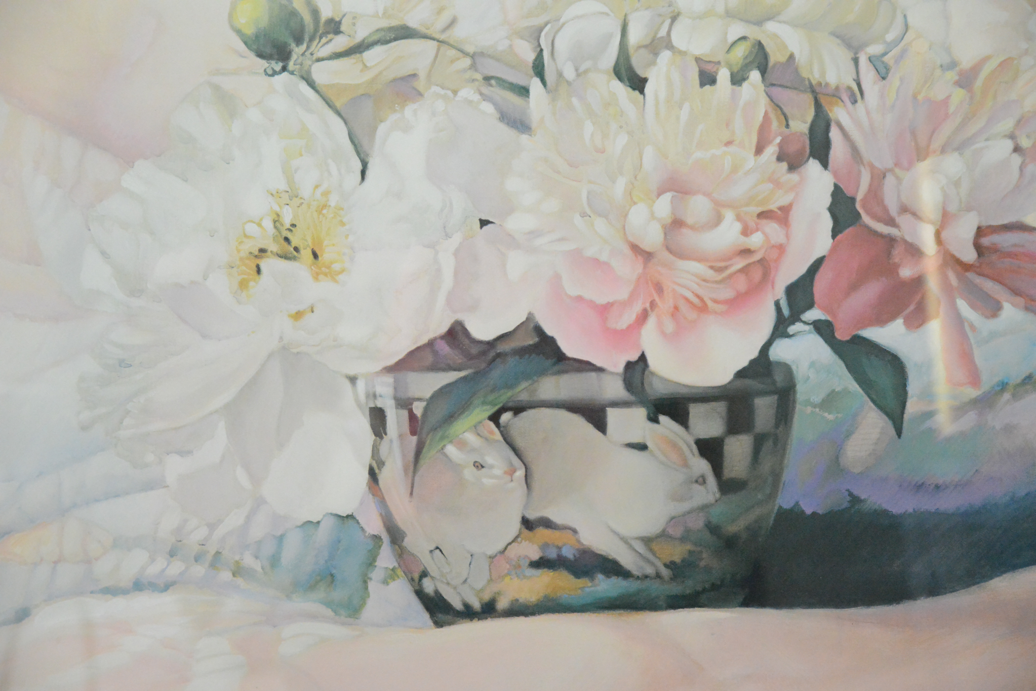 Vintage Signed Nancy Noel "Peonies" Offset Lithograph