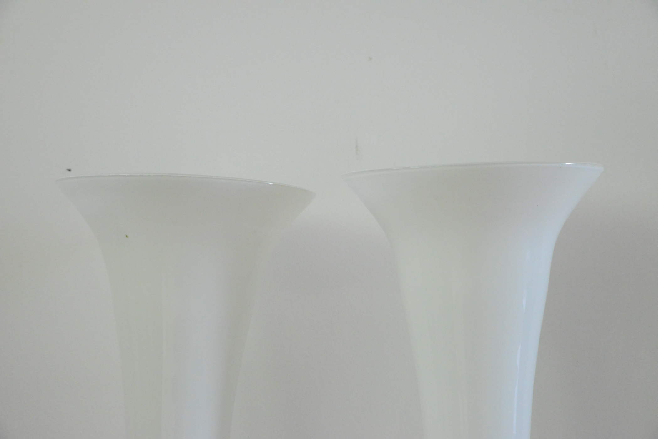 Pair of White Trumpet Vases