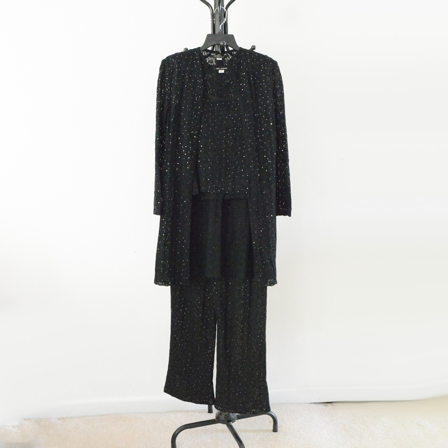 St. John Black Evening Pant Suit