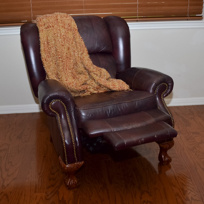 Lay Z Boy Buchanan High Leg Recliner with WovenWorkz Throw Blanket Everything But The House