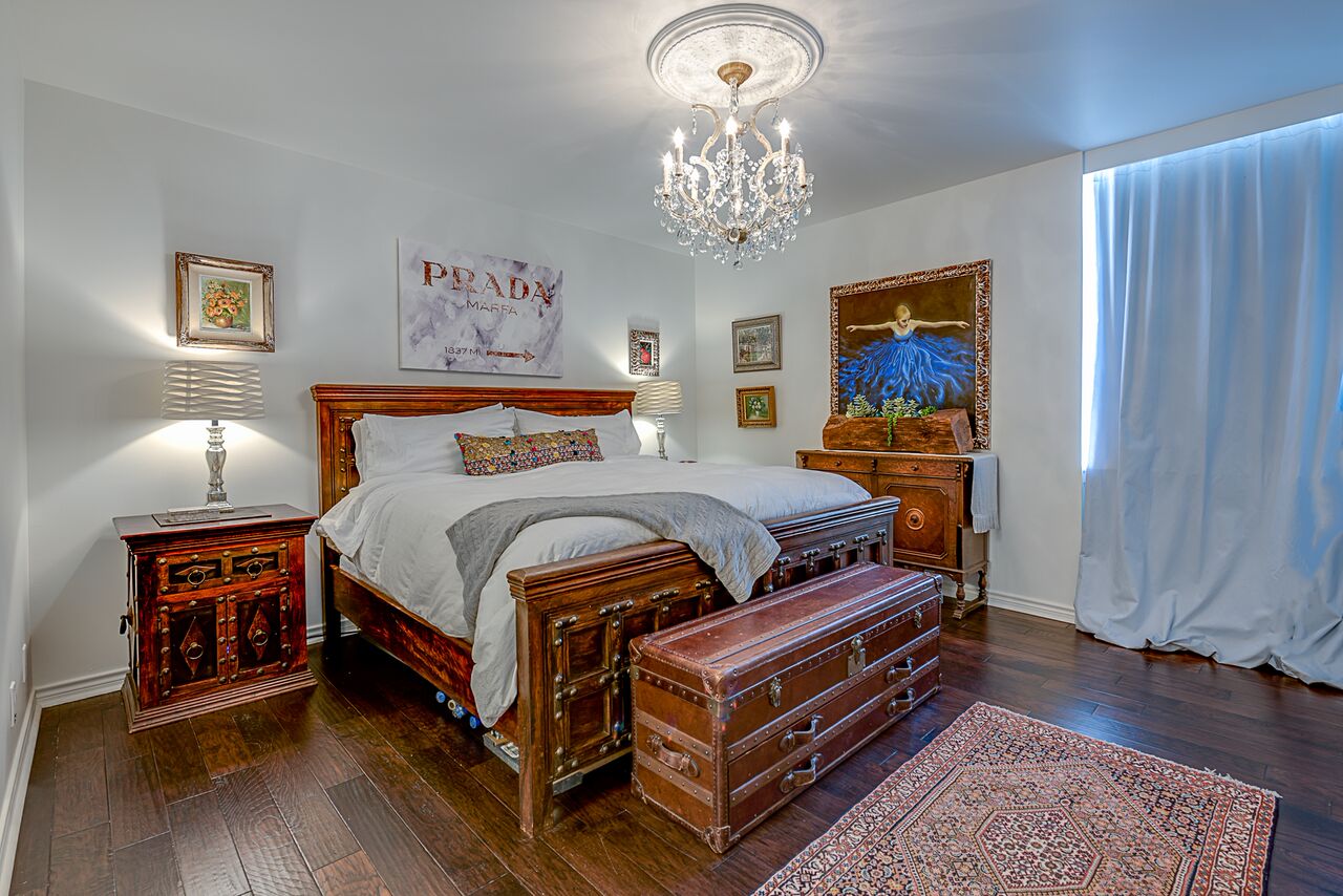 Pair of Dark Wood Studded Nightstands