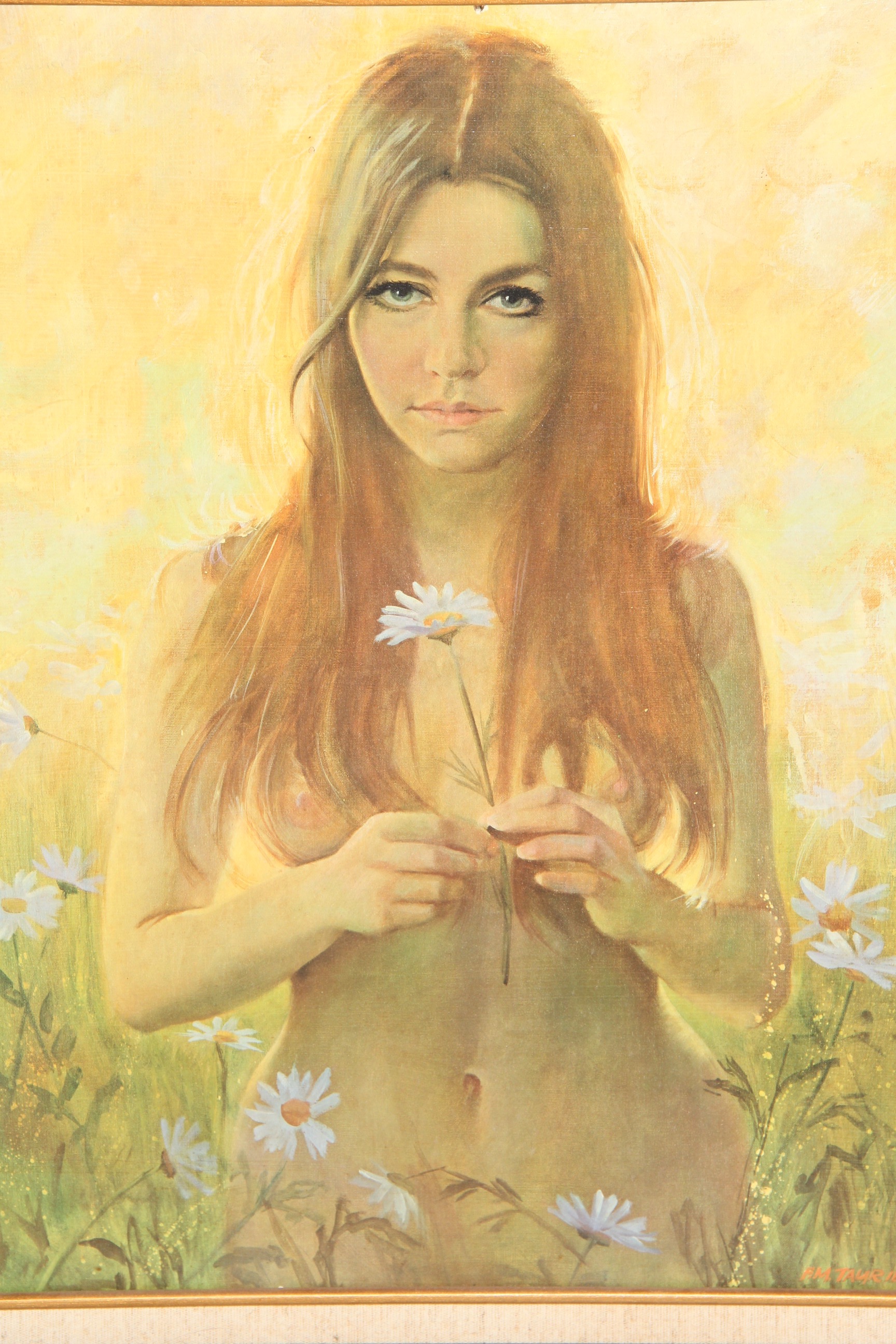 Framed 1969 Board Print of "Flower Child" by Frank Tauriello