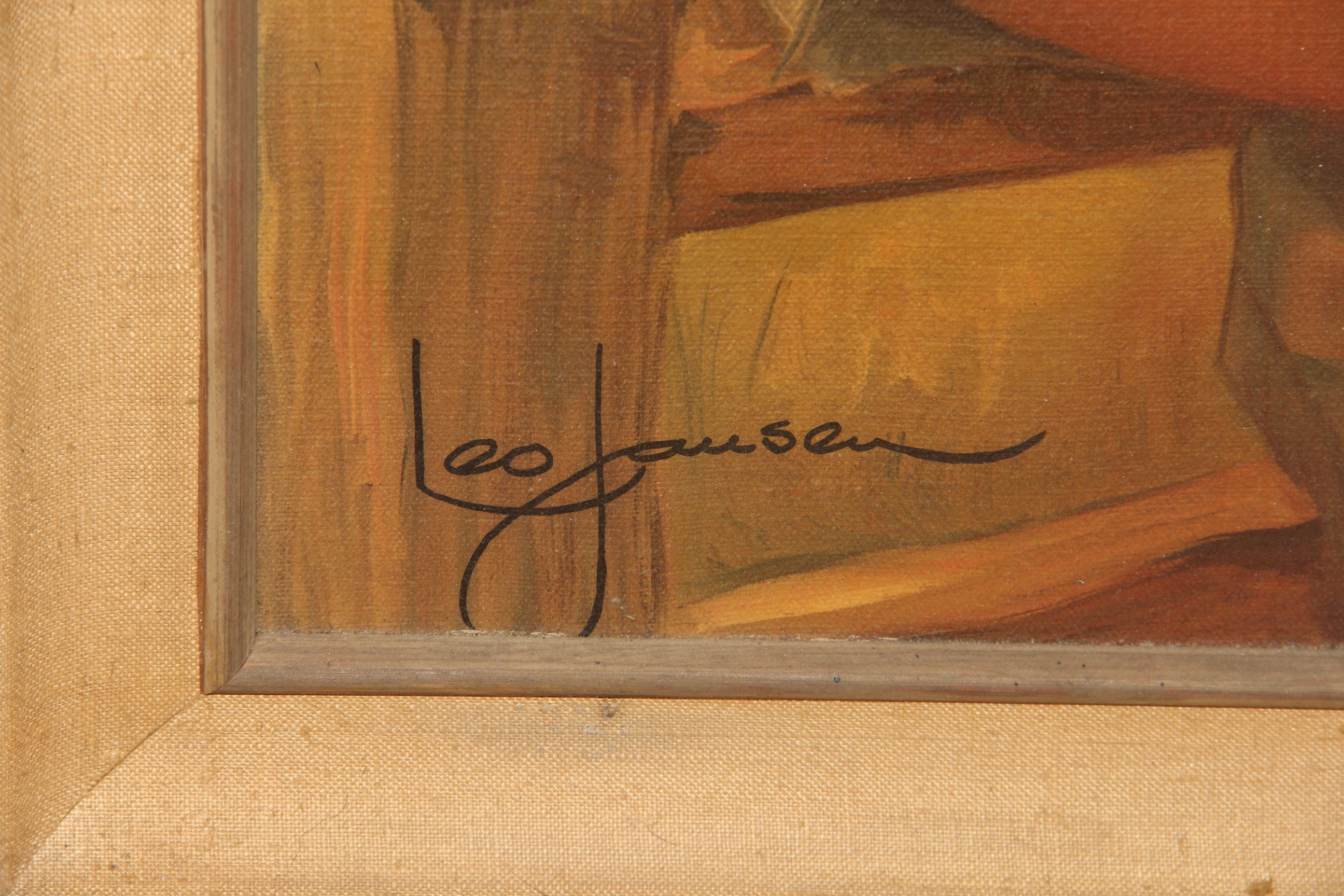 Framed 1970s Nude Female Print on Board by Leo Jansen