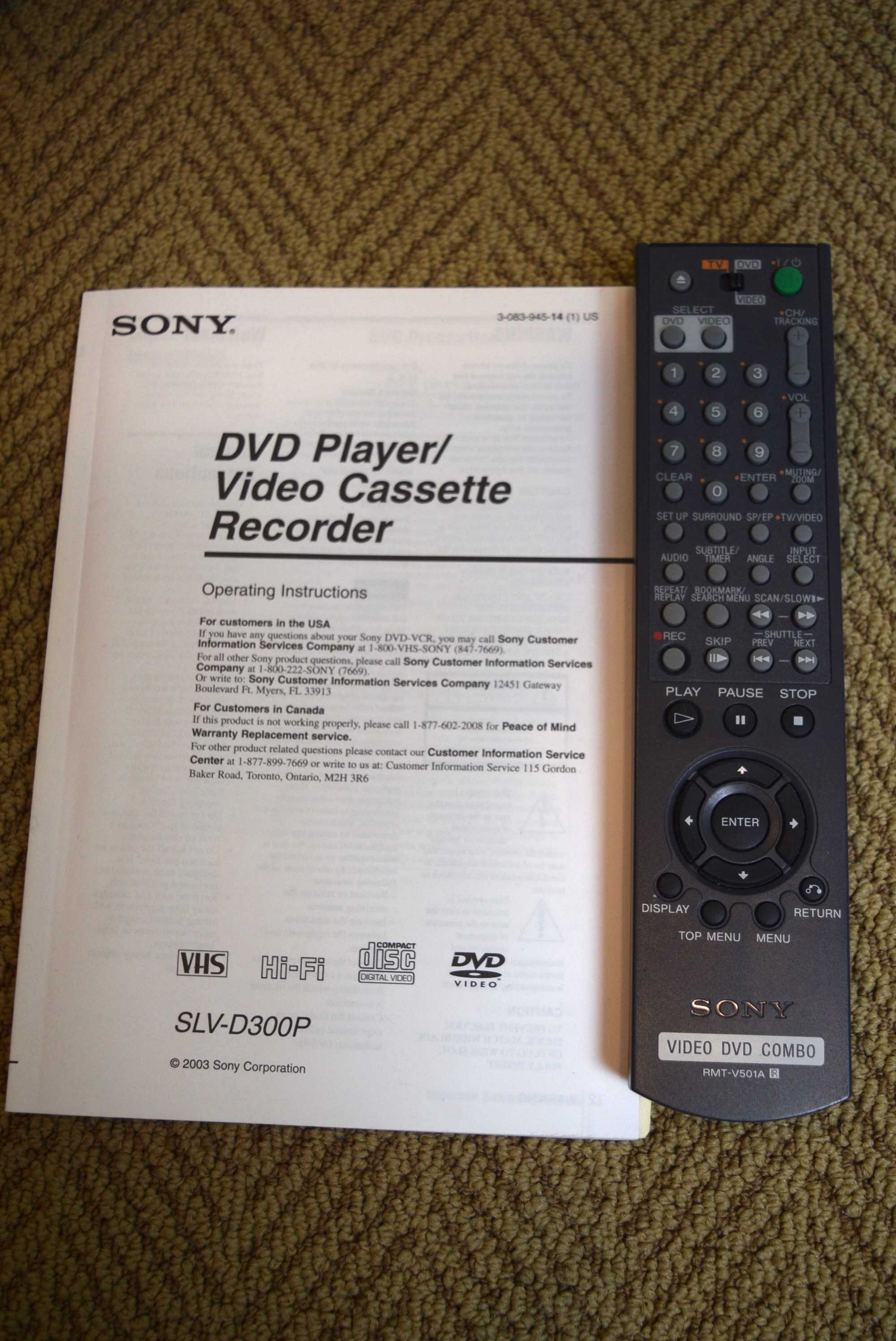 Sony VCR and DVD Player