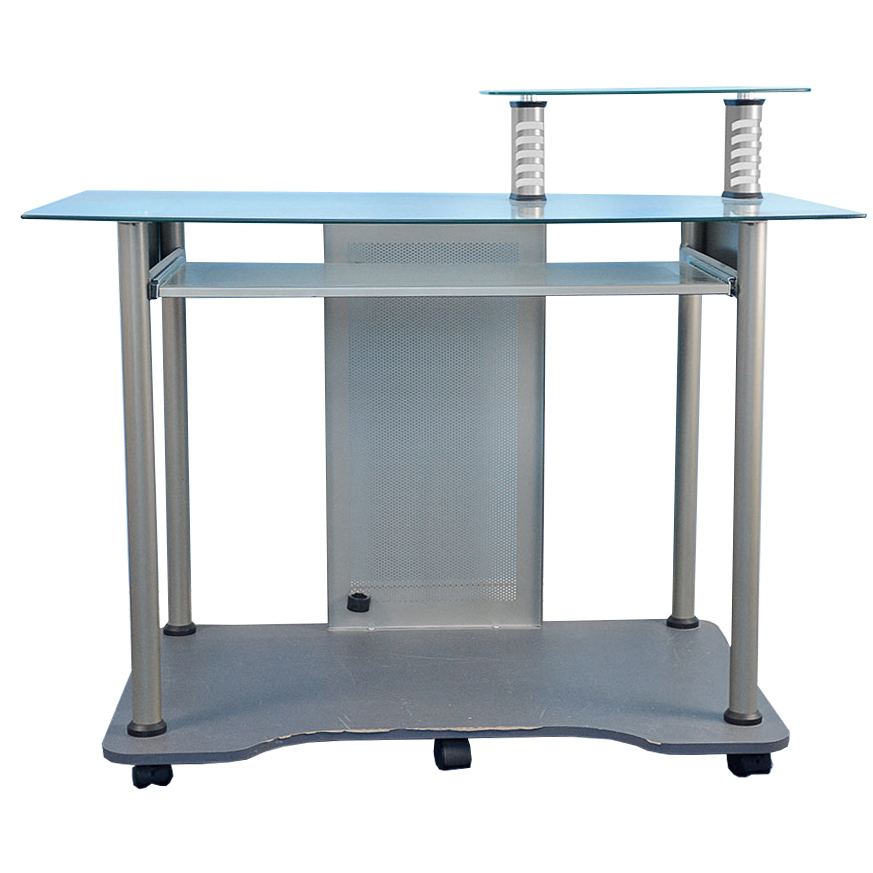 Contemporary Metal and Glass Computer Desk