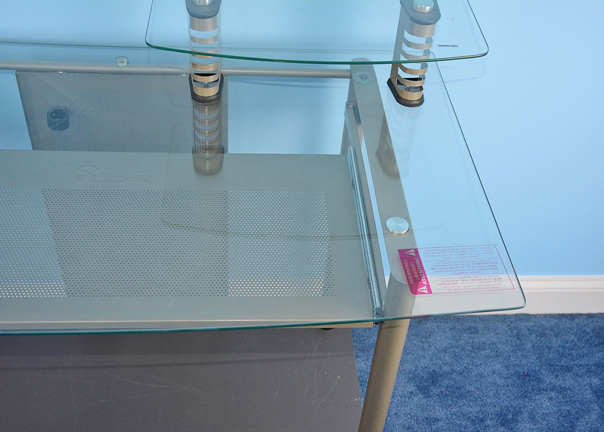 Contemporary Metal and Glass Computer Desk