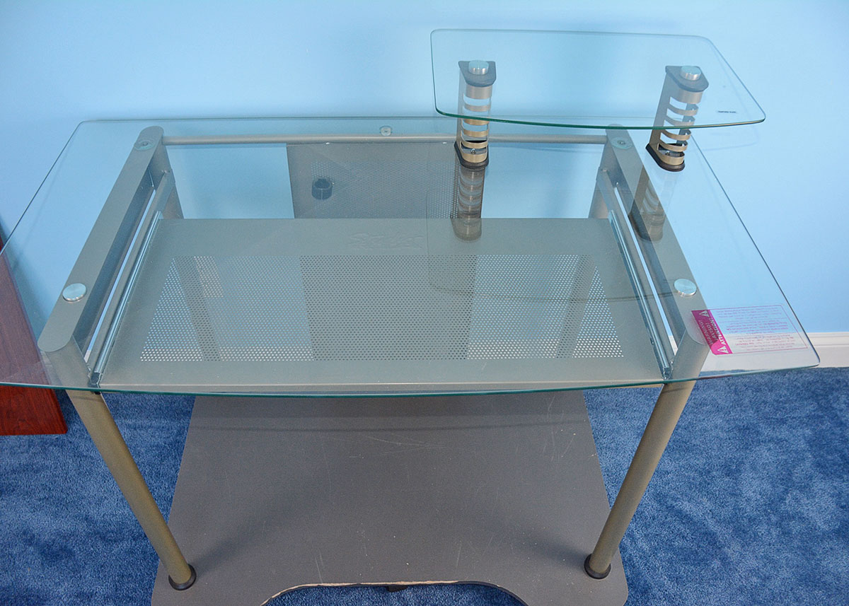 Contemporary Metal and Glass Computer Desk