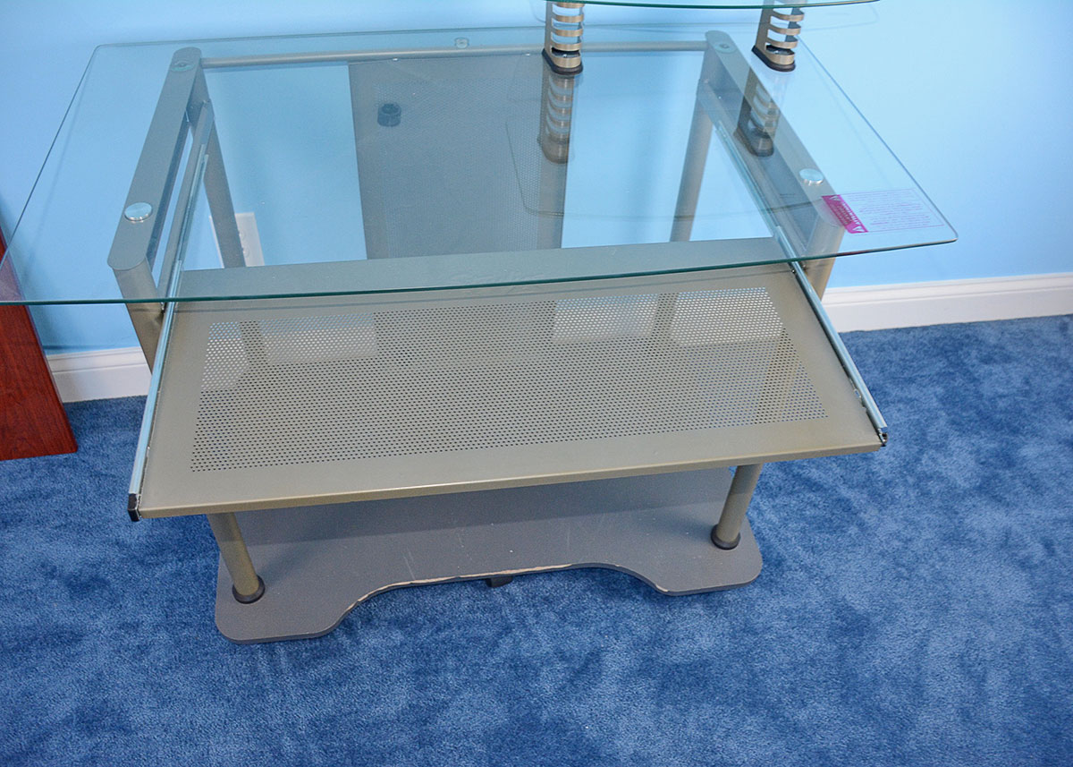 Contemporary Metal and Glass Computer Desk