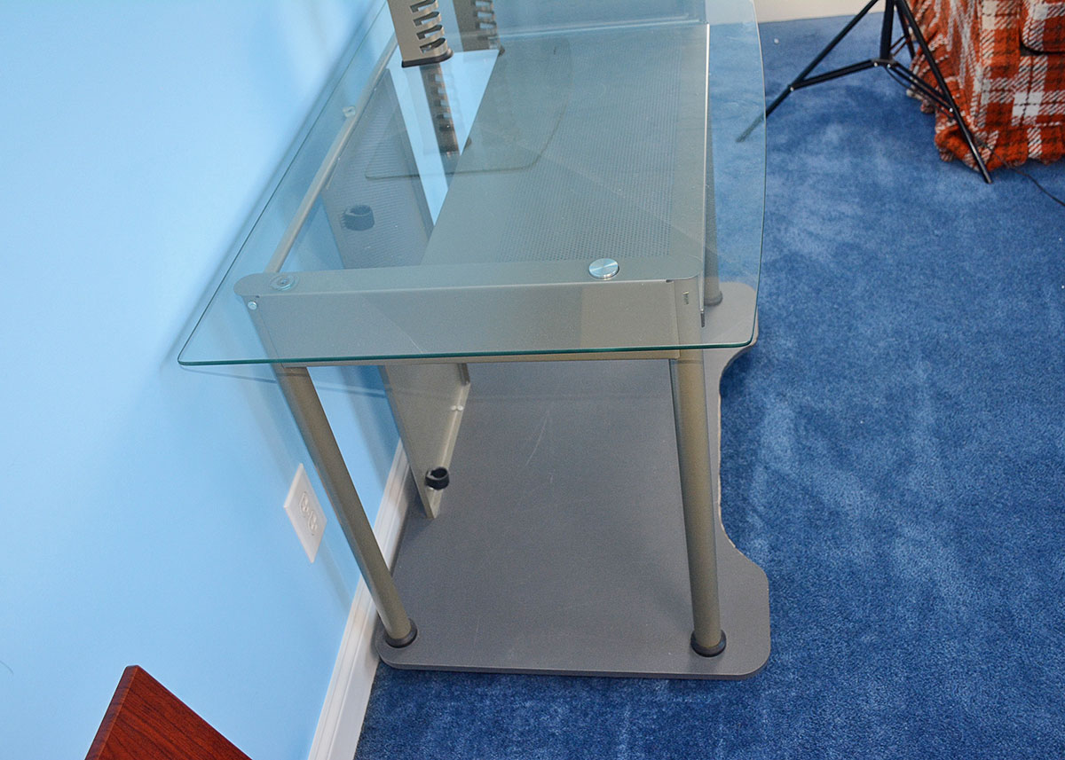 Contemporary Metal and Glass Computer Desk