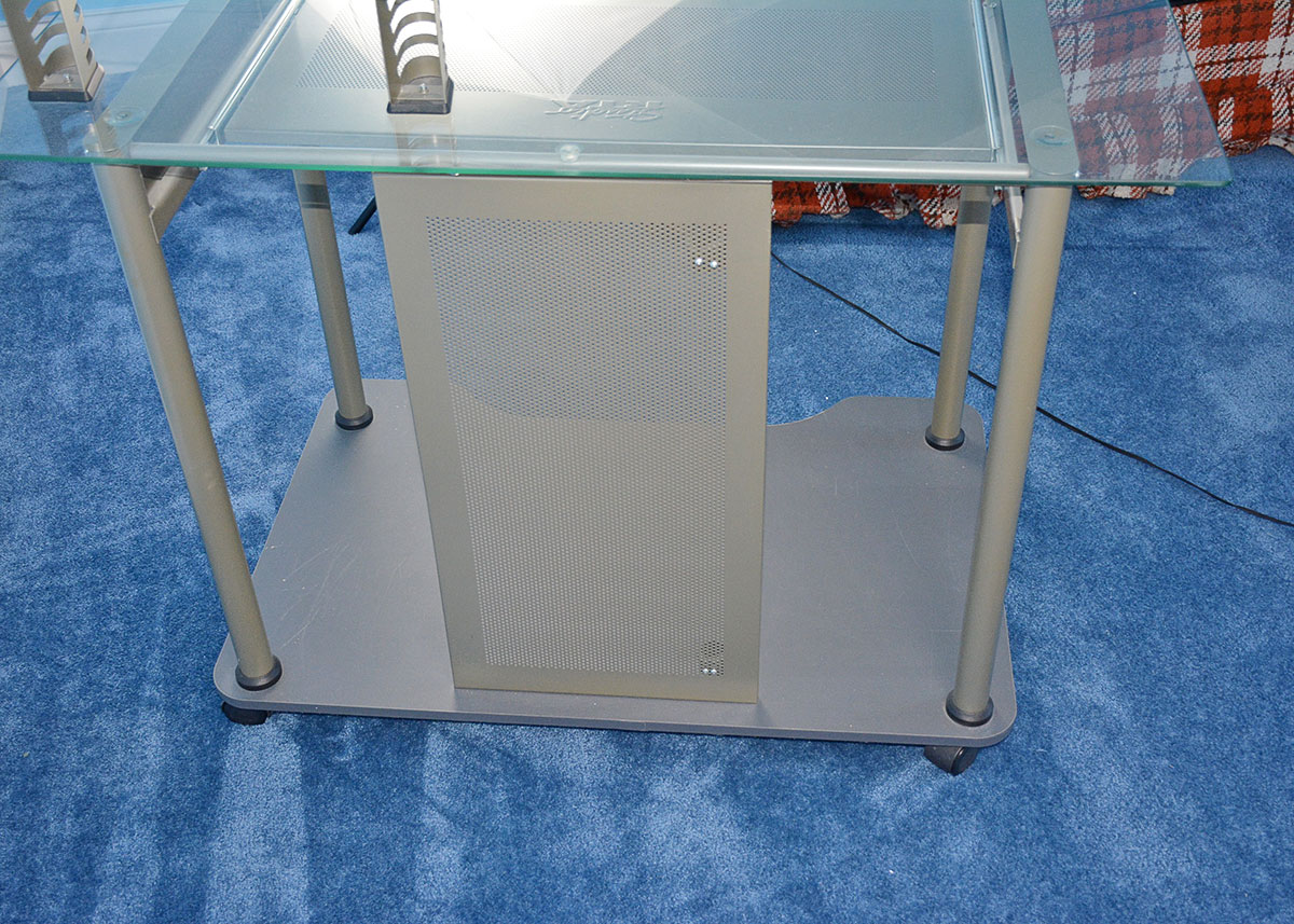Contemporary Metal and Glass Computer Desk