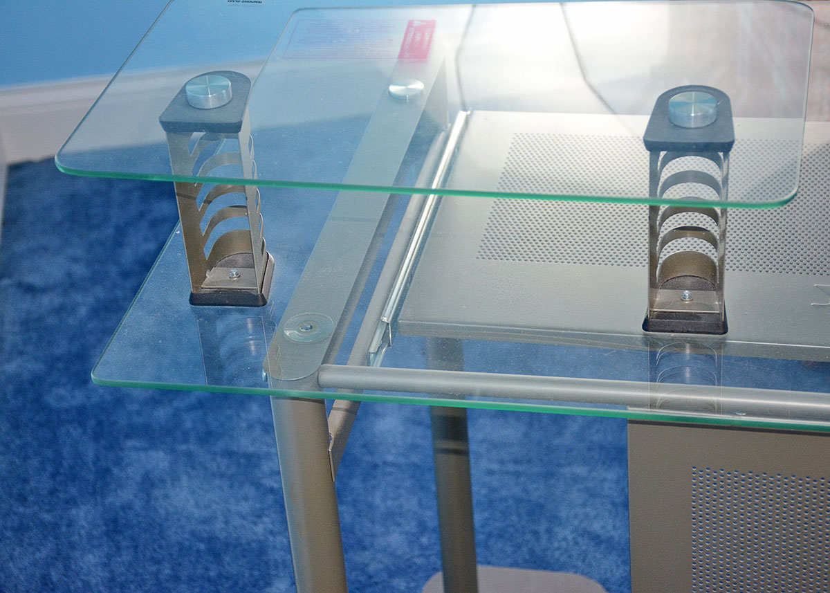 Contemporary Metal and Glass Computer Desk