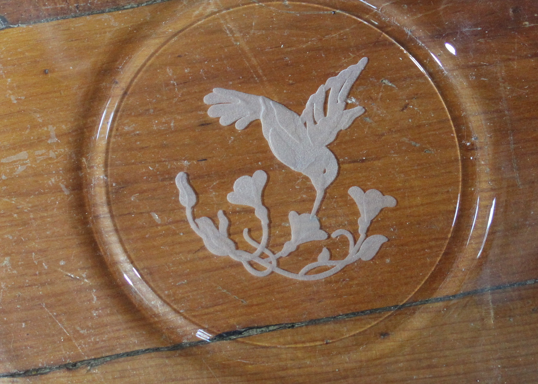 Etched Glass Bird Plates