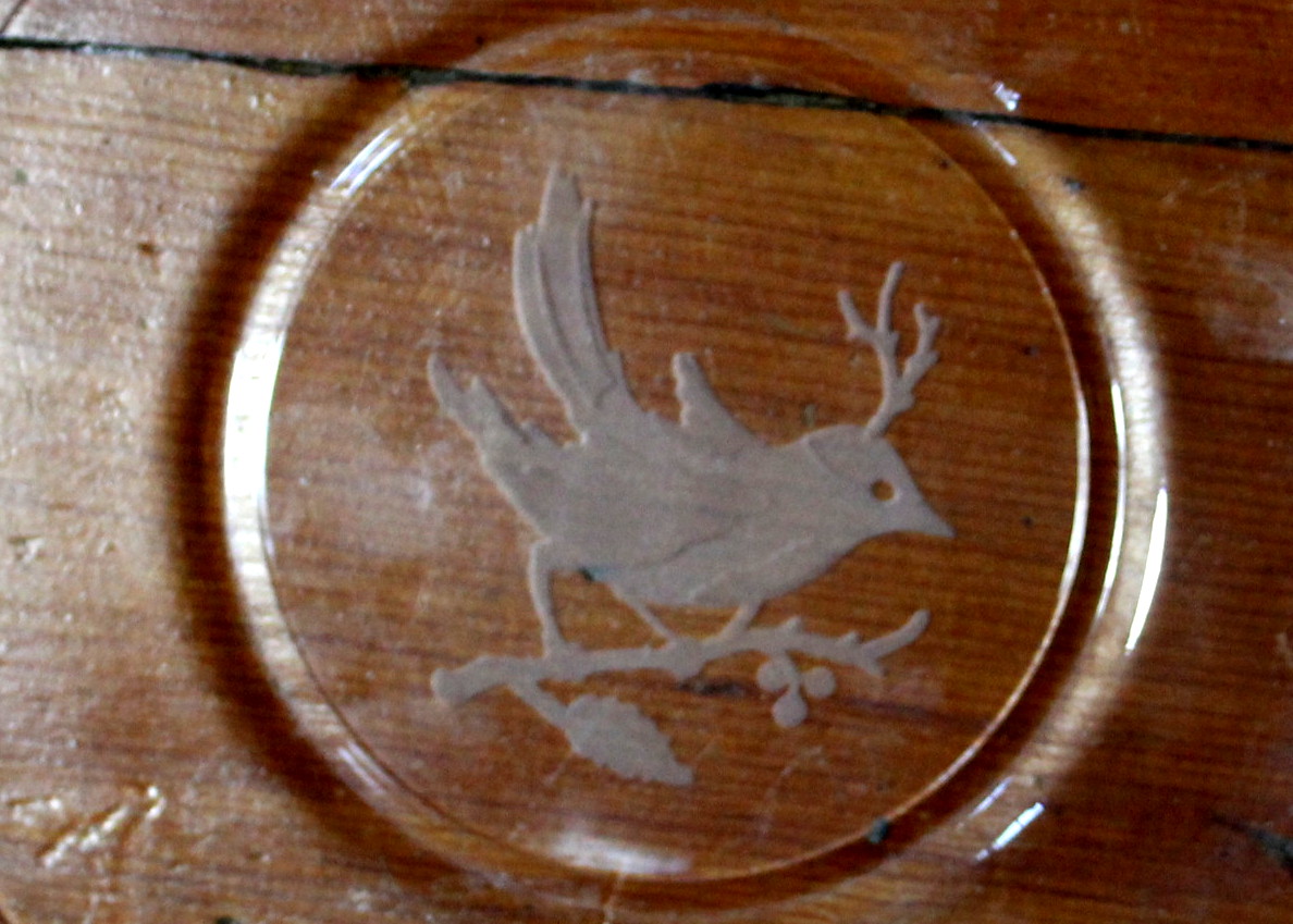 Etched Glass Bird Plates