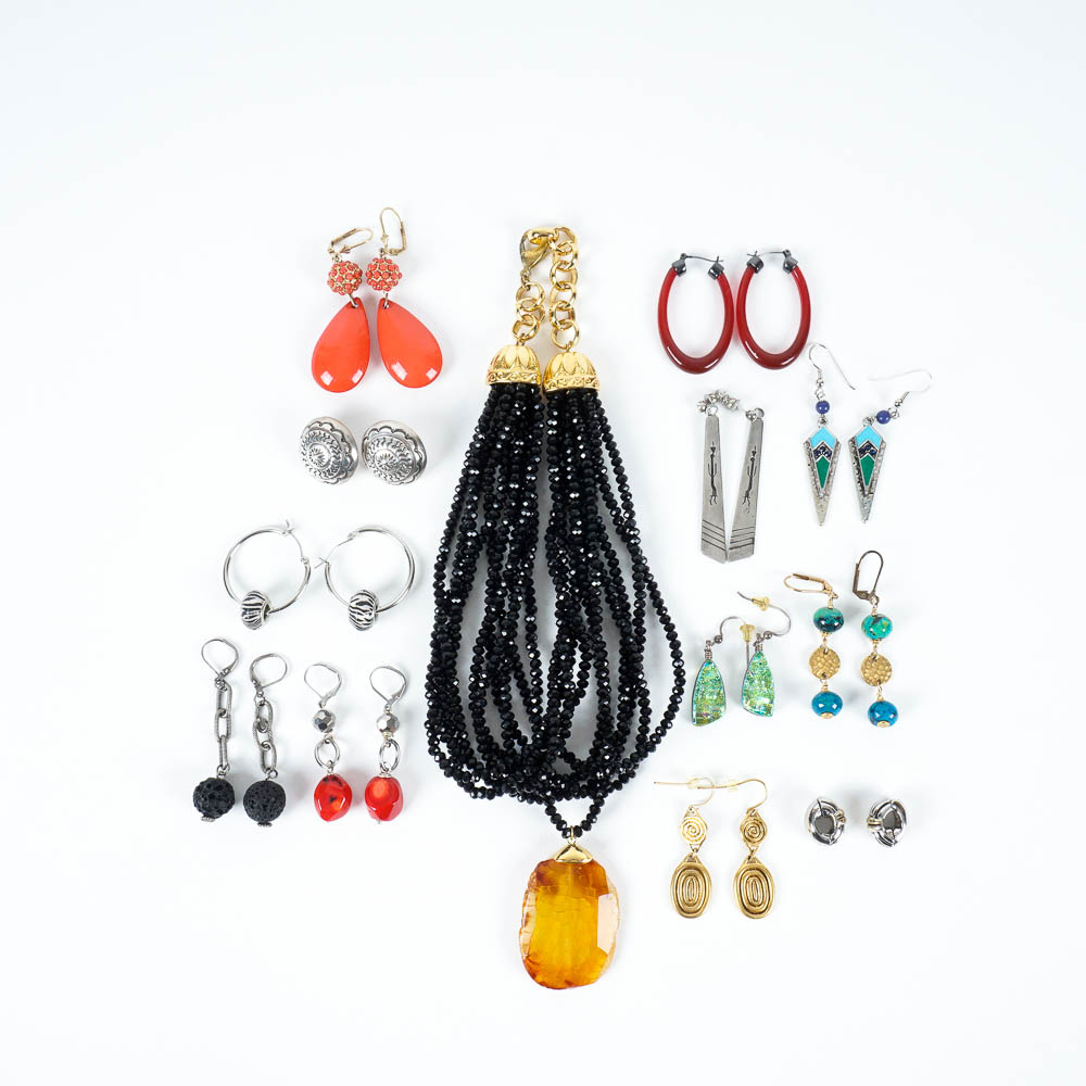 Assorted Costume Earrings and Necklace