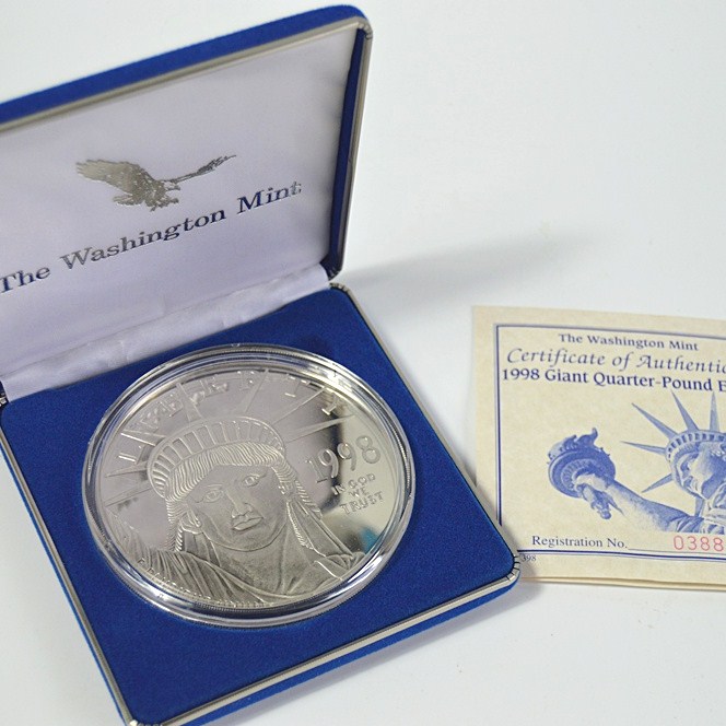 1998 Washington Mint $100 Giant Quarter Pound Silver Eagle Coin