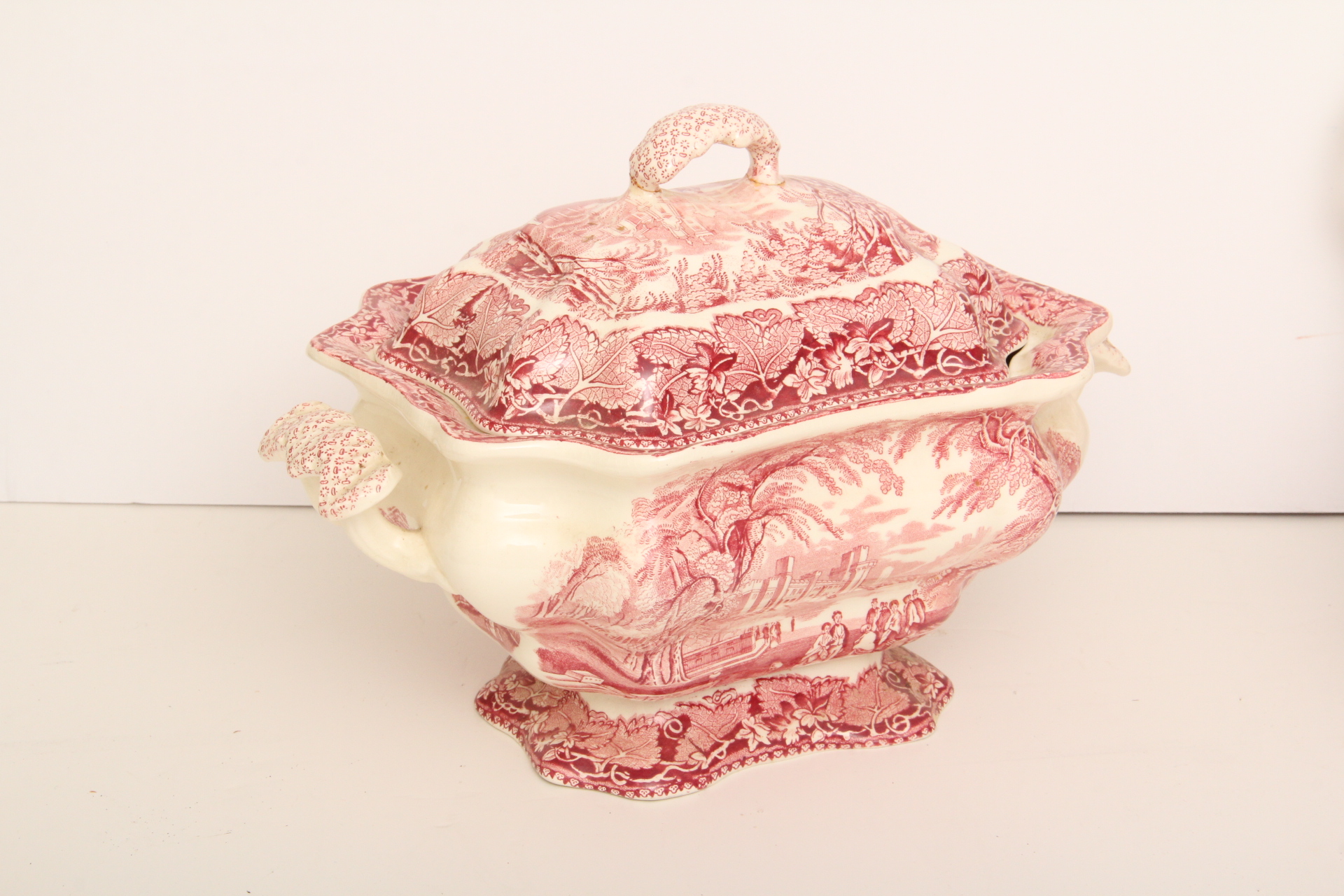 Mason's Antique Red and White Transferware Featuring a Large Tureen, Pitcher and More
