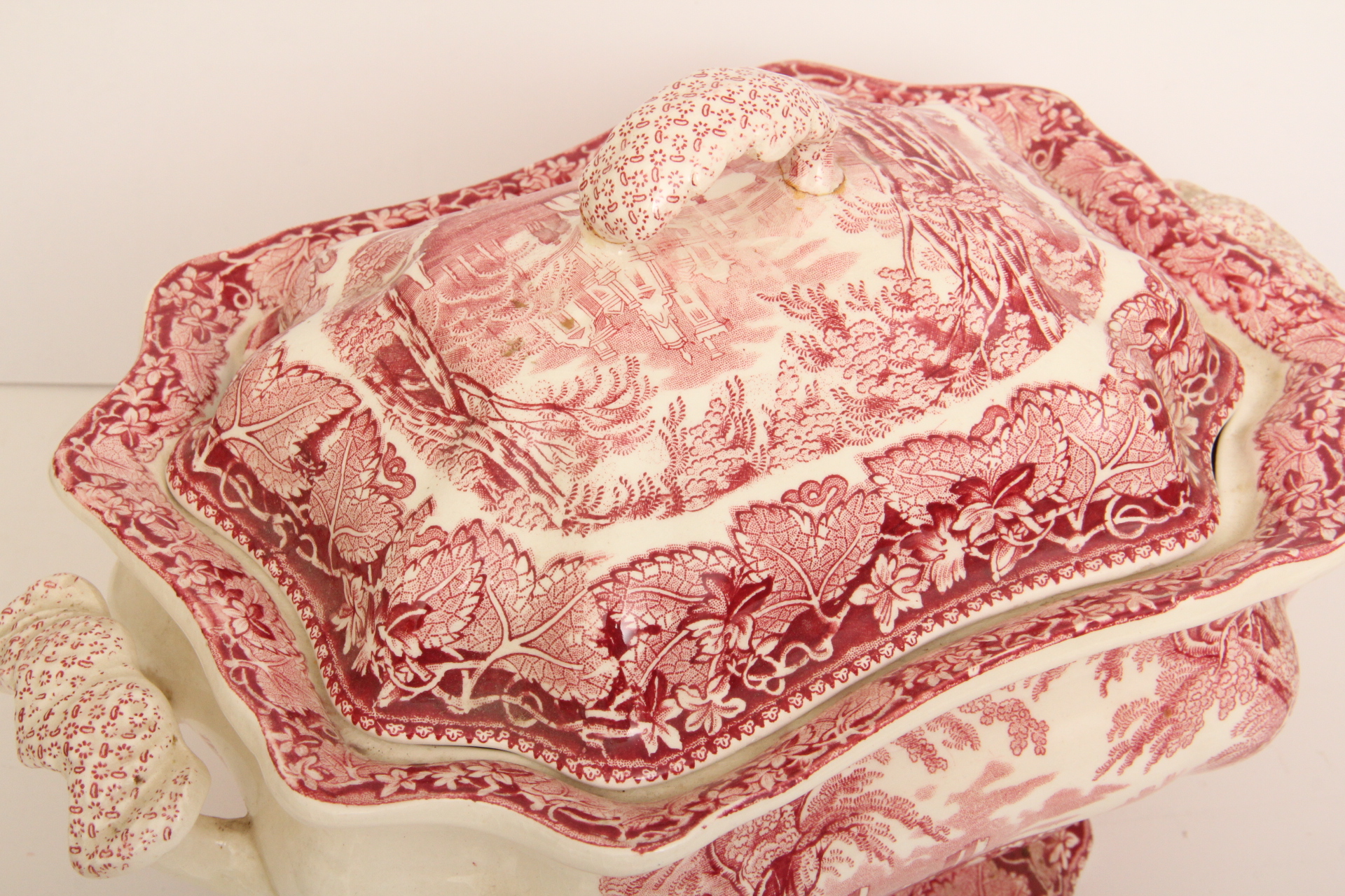 Mason's Antique Red and White Transferware Featuring a Large Tureen, Pitcher and More