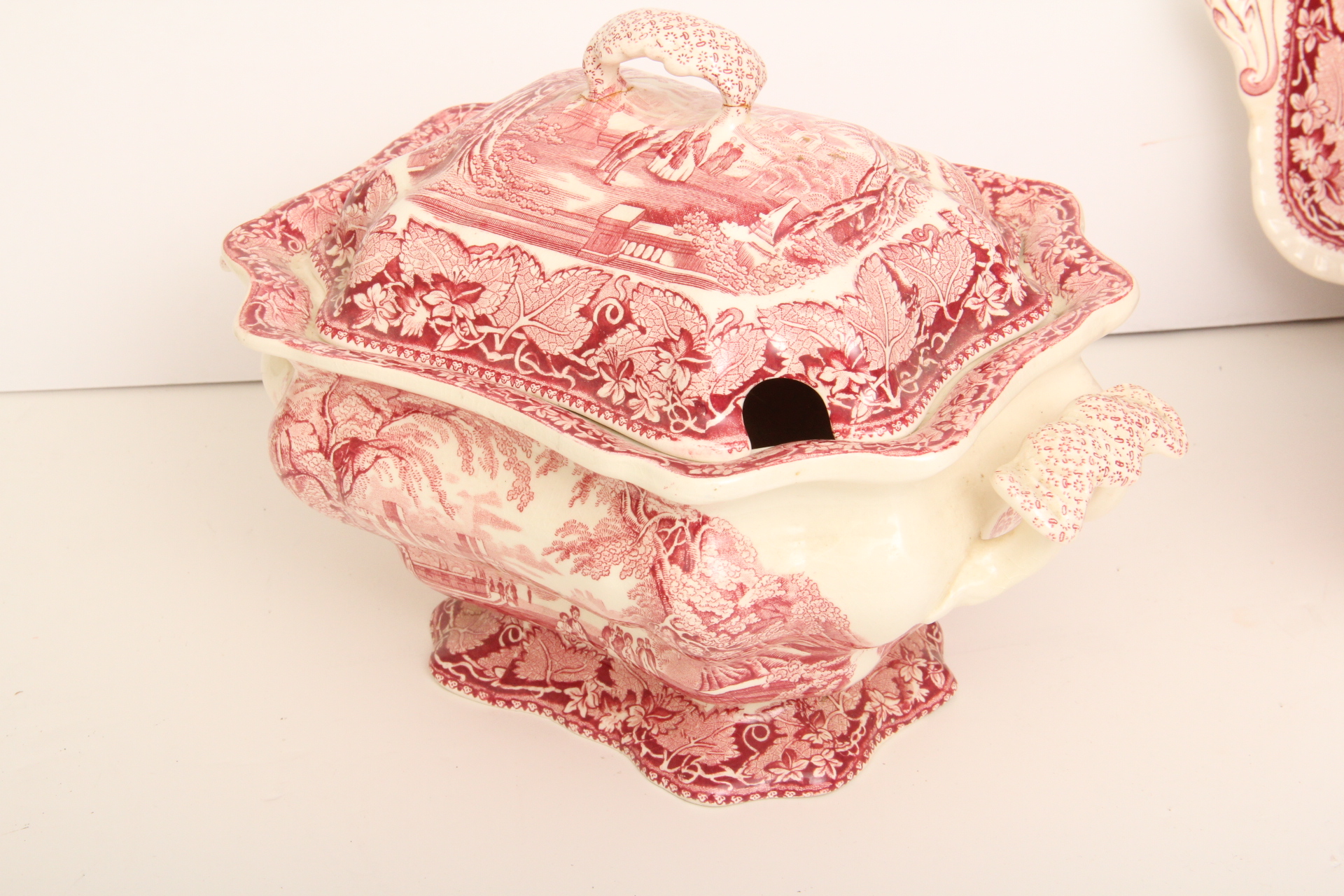 Mason's Antique Red and White Transferware Featuring a Large Tureen, Pitcher and More