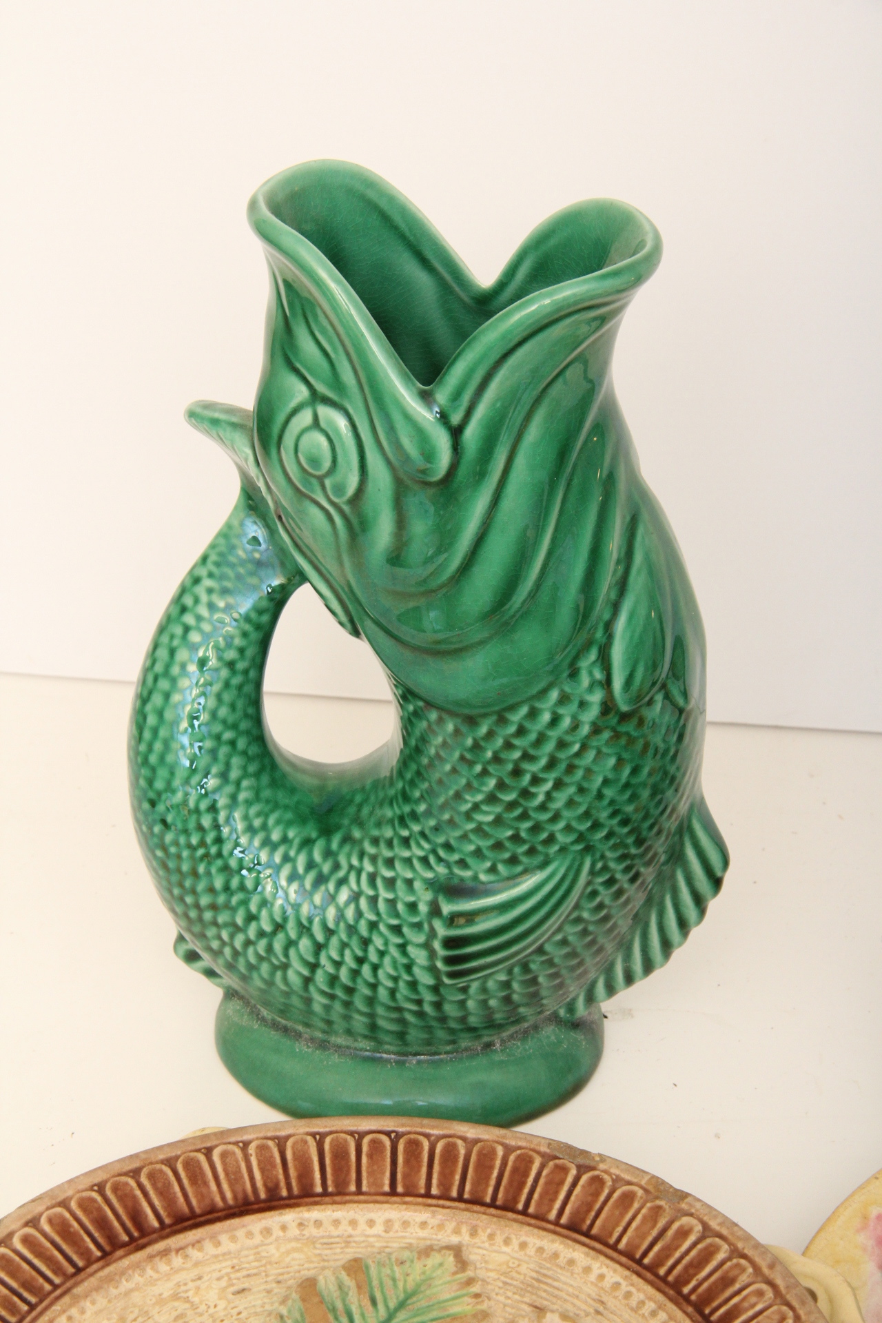 Collection of Majolica Plates and Devon Fish