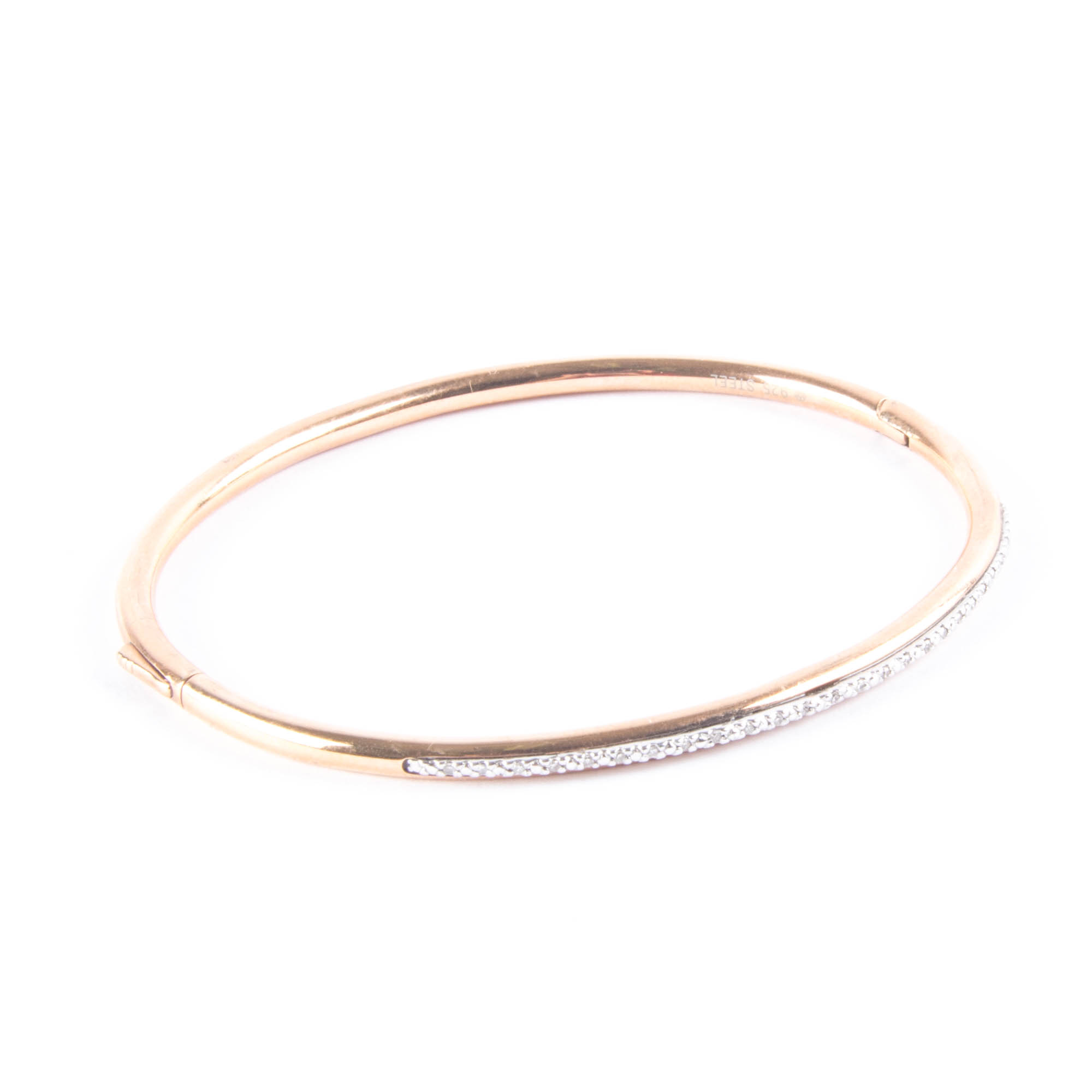 Rose Sterling Silver Diamond Bangle