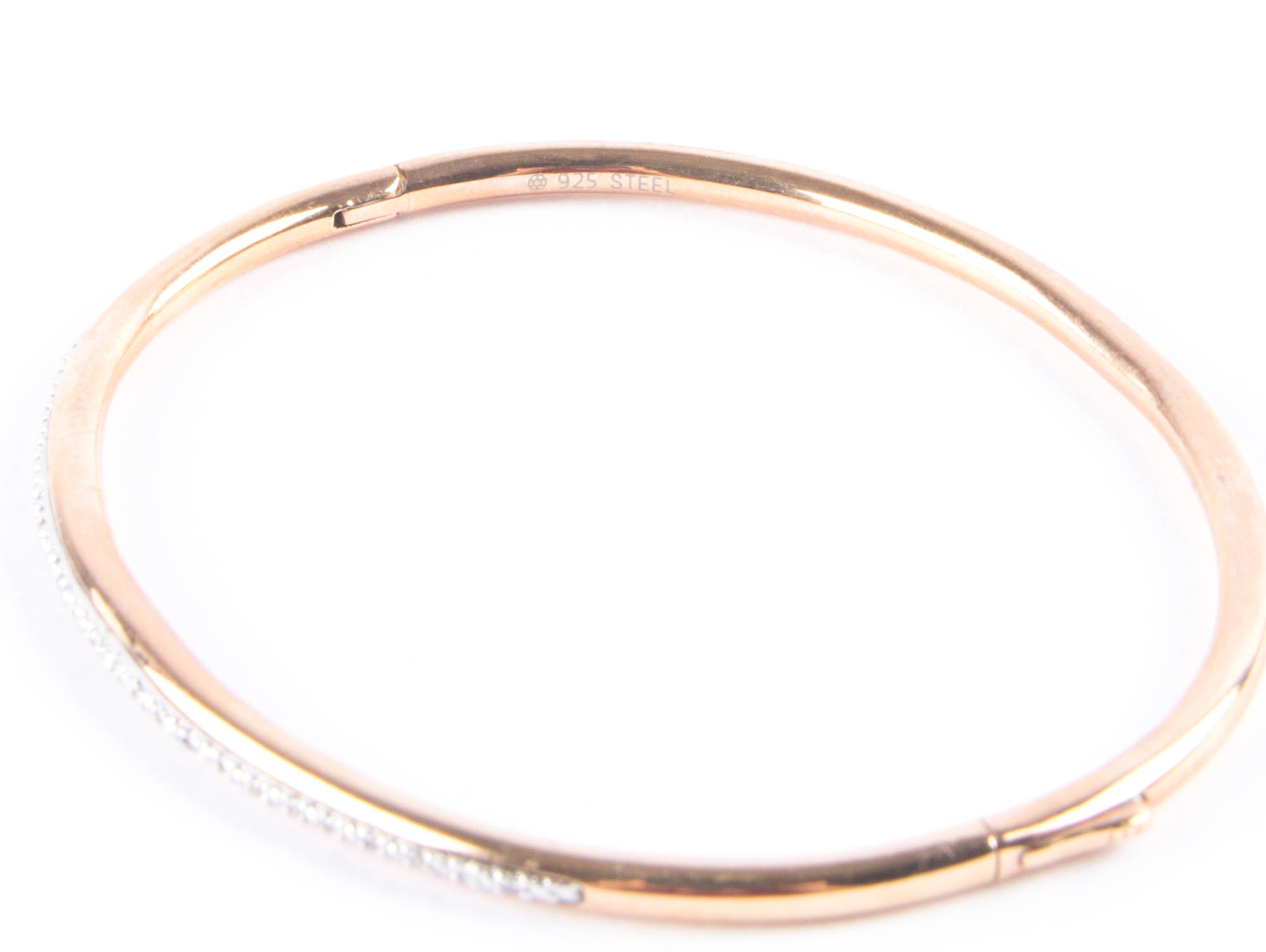Rose Sterling Silver Diamond Bangle