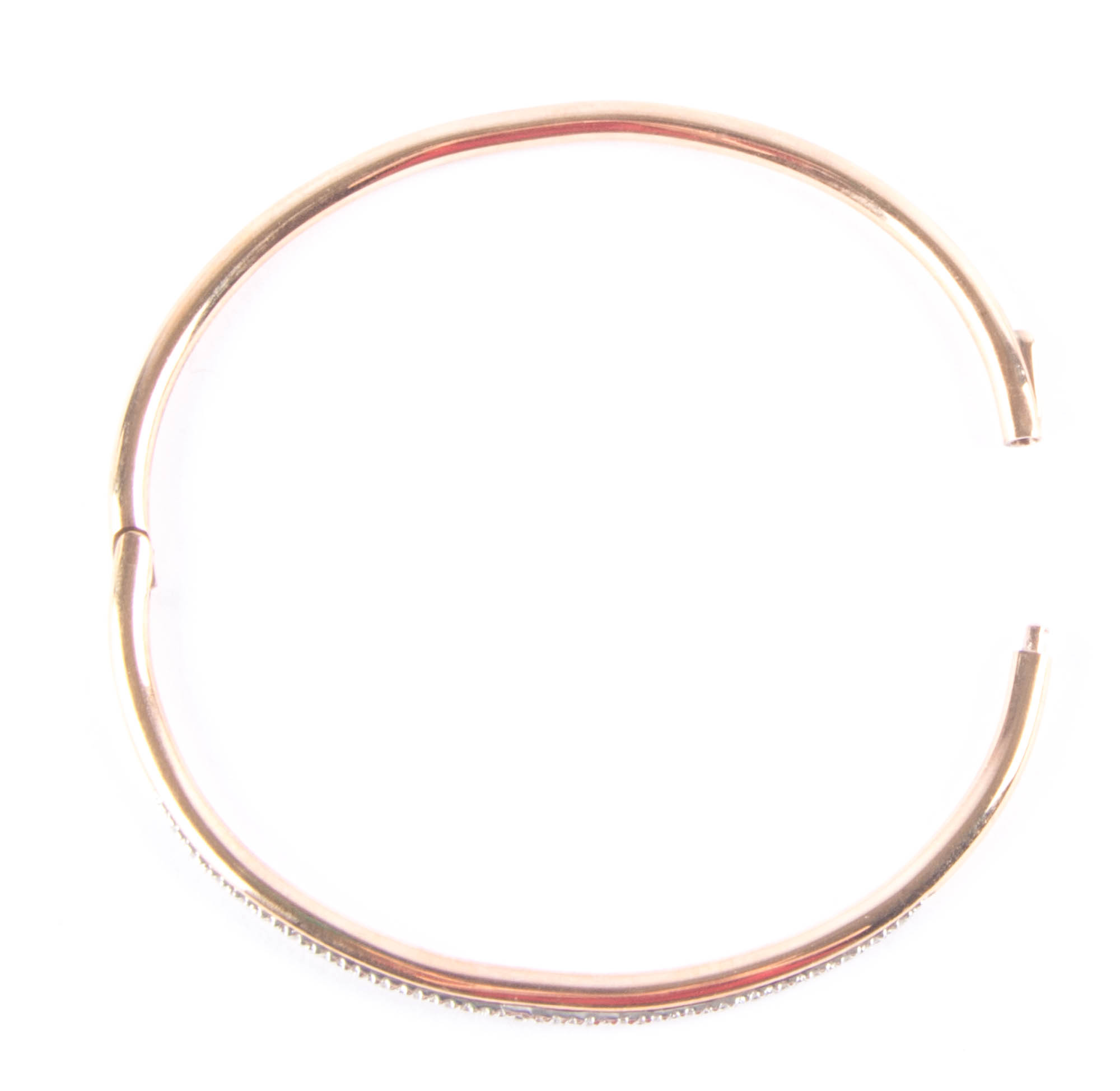 Rose Sterling Silver Diamond Bangle