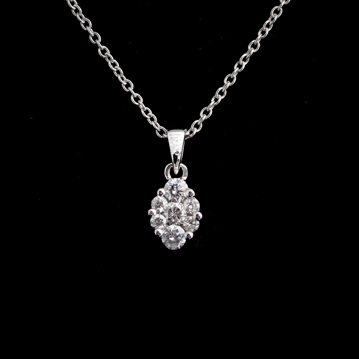 14k White Gold Diamond Pendant with 18k White Gold Chain