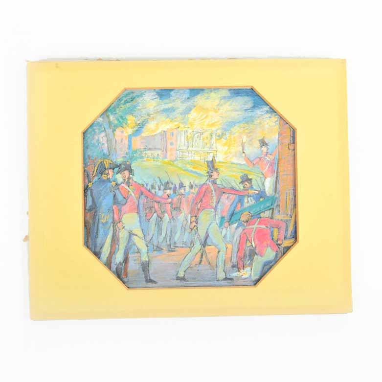 Original Signed Allyn Cox U.S. Capitol Ceiling Rendering of "British Burn the Capitol, 1814"
