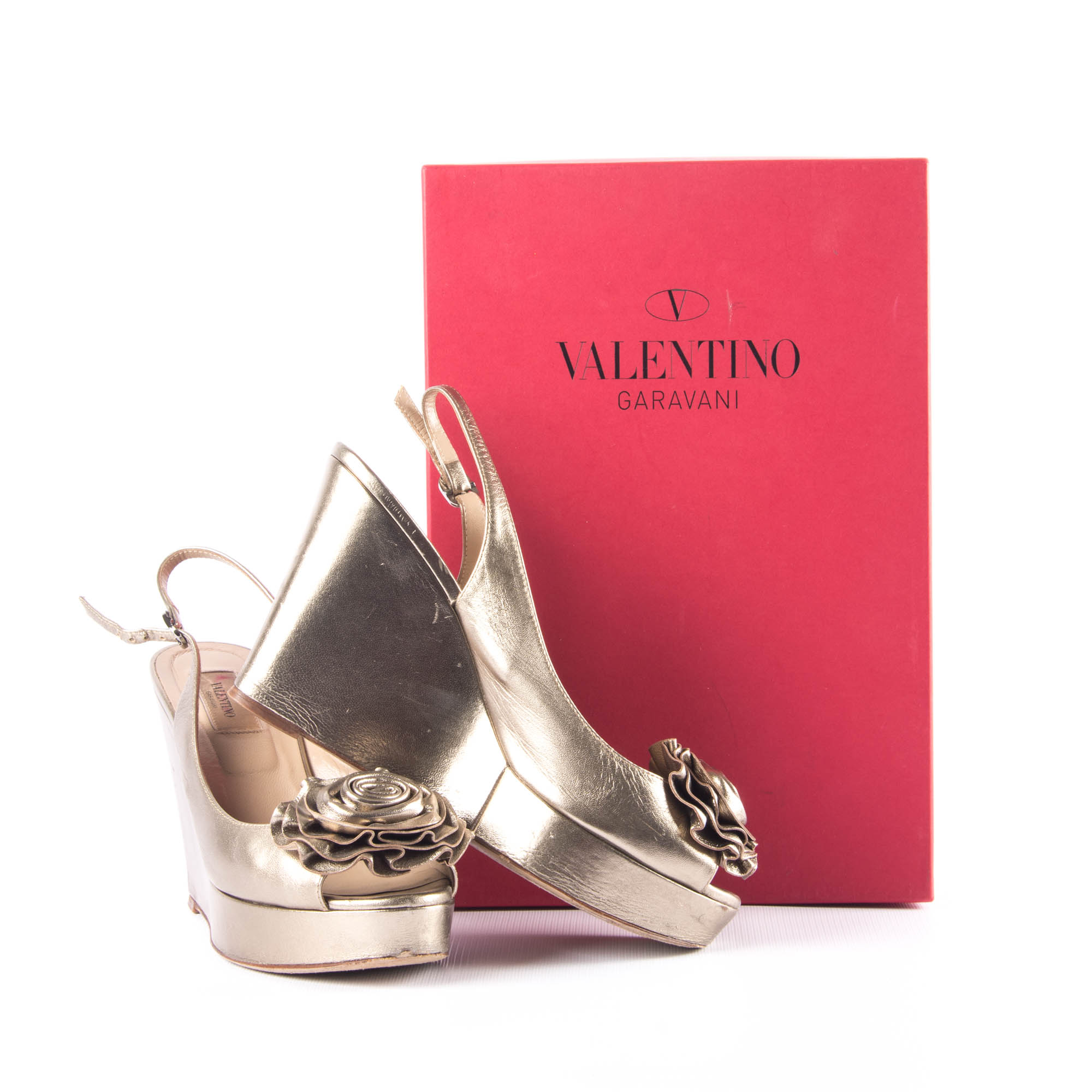 Valentino Open Toe Platform Wedges