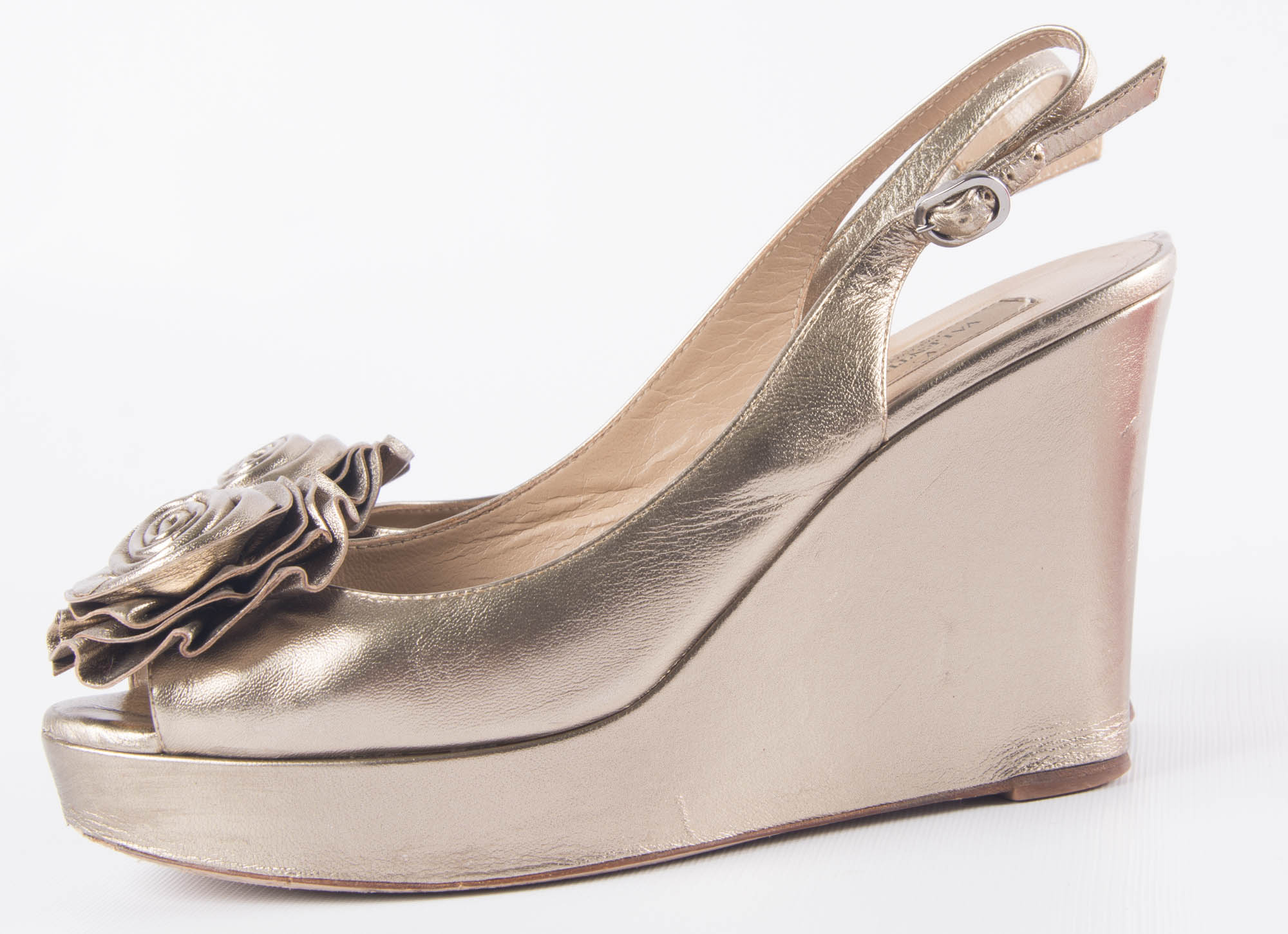 Valentino Open Toe Platform Wedges