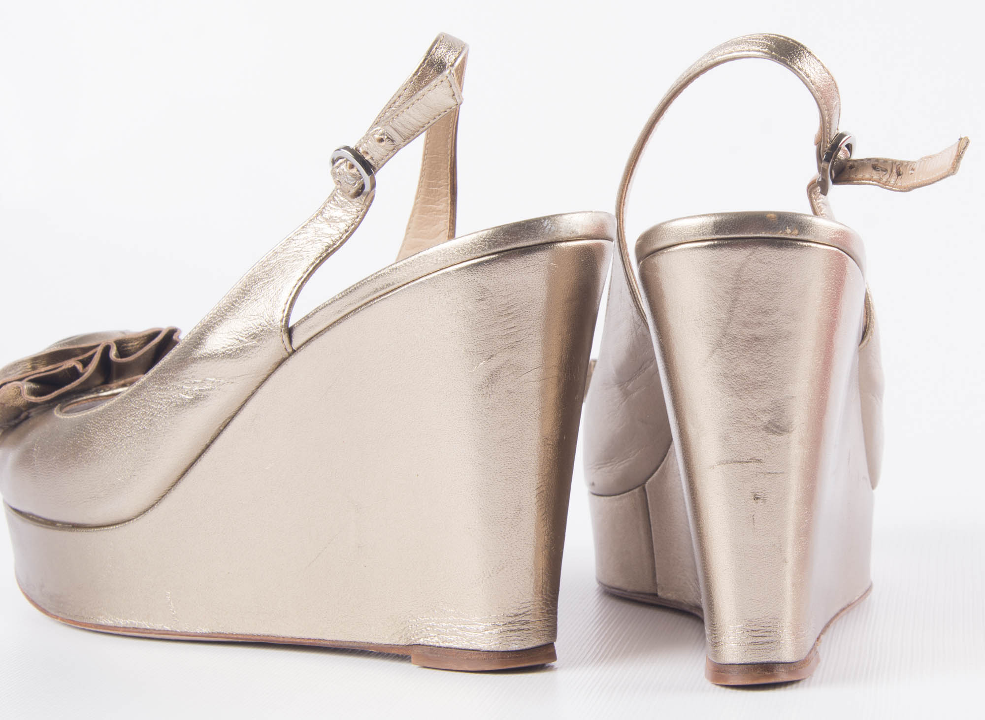 Valentino Open Toe Platform Wedges