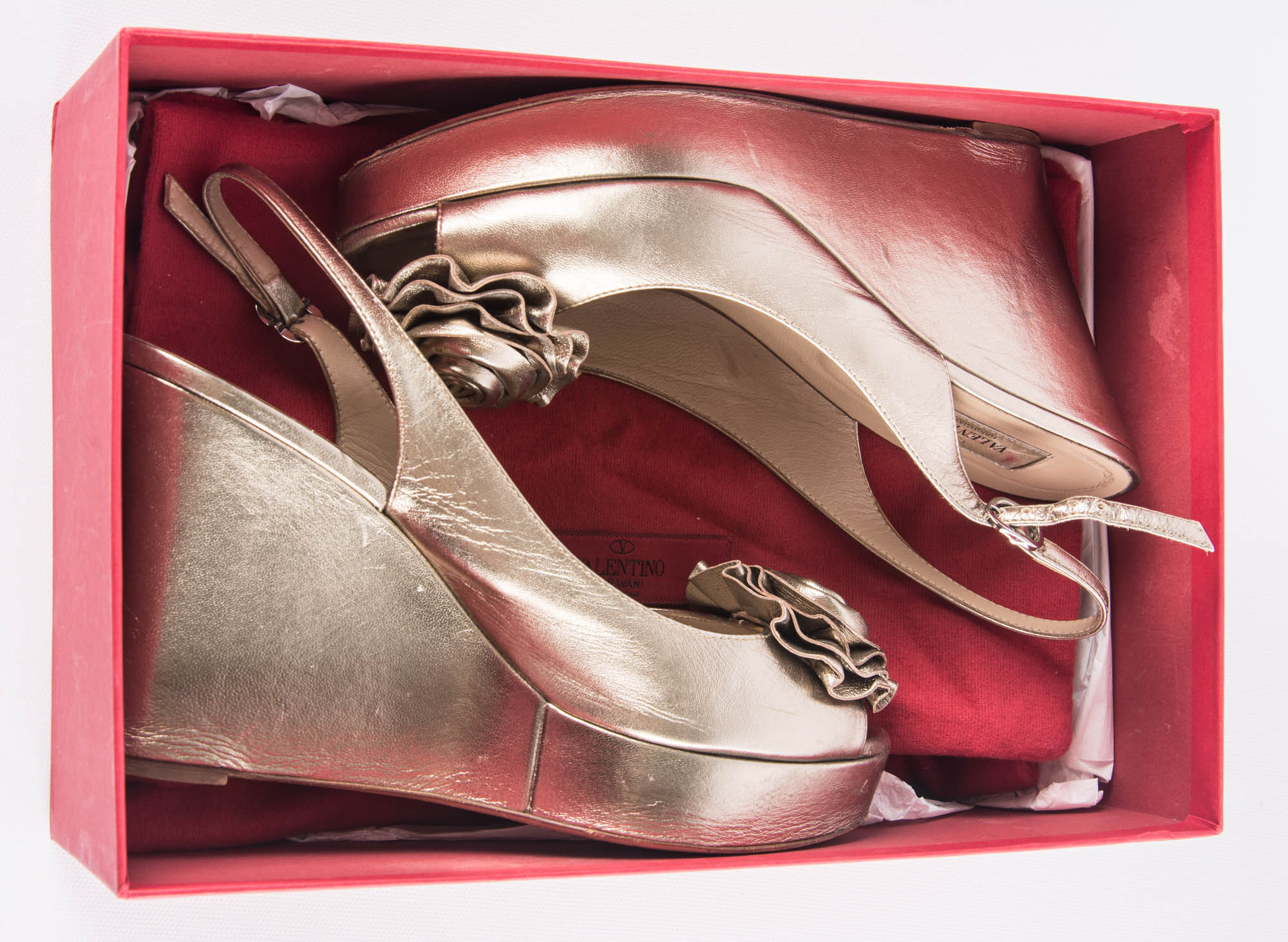 Valentino Open Toe Platform Wedges