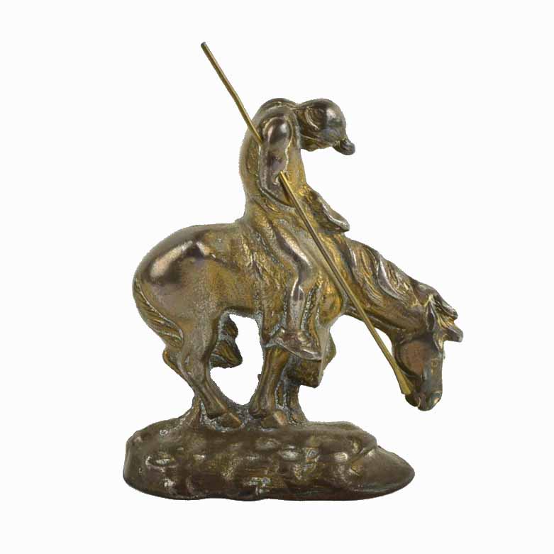 1920's Bronze "End of the Trail" Bookend of Indian and Horse