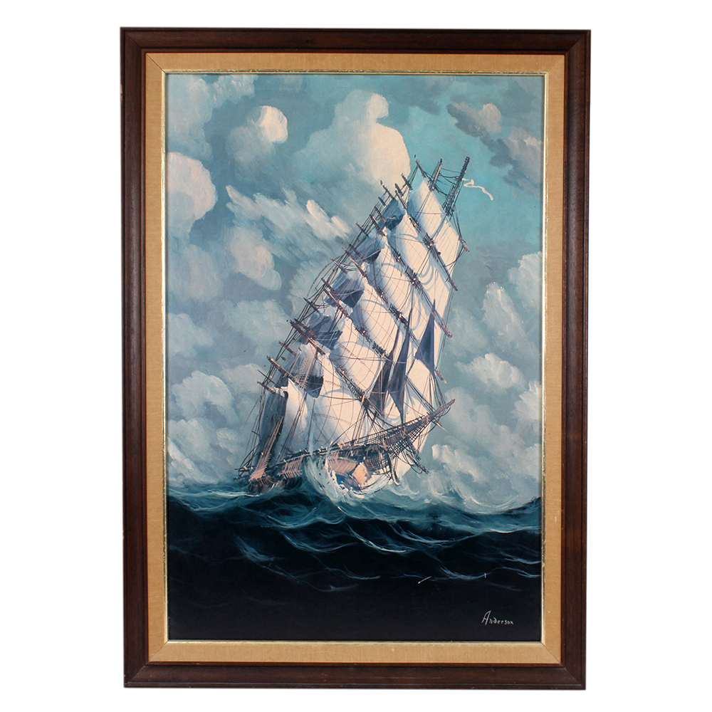 Clipper Offset Lithograph Print on Board by Anderson
