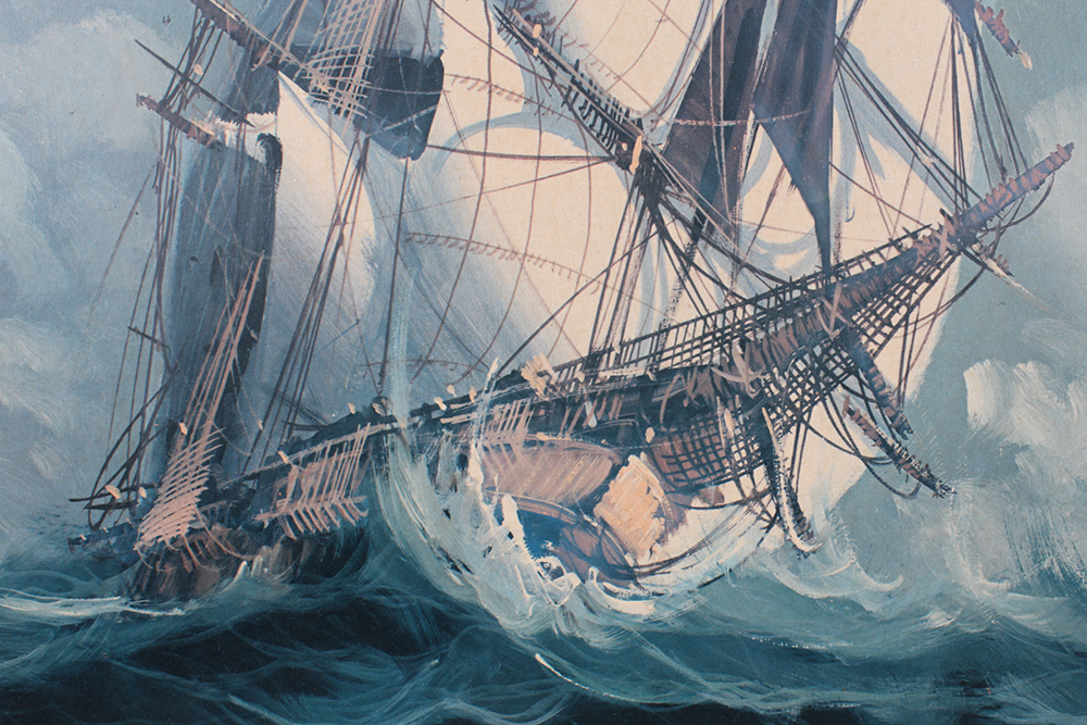 Clipper Offset Lithograph Print on Board by Anderson