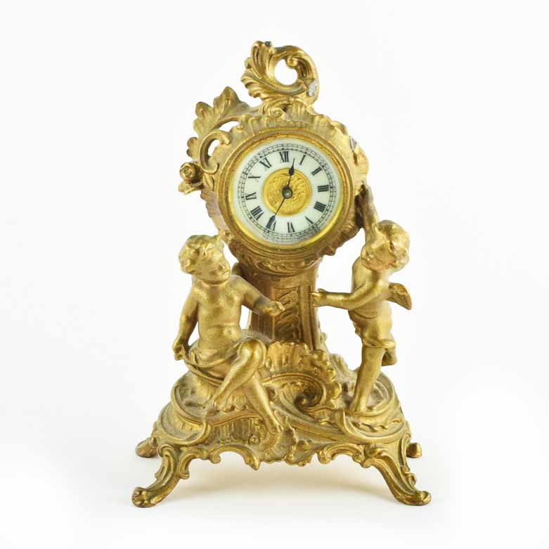 Antique Rococo Style Cherub Mantel Clock