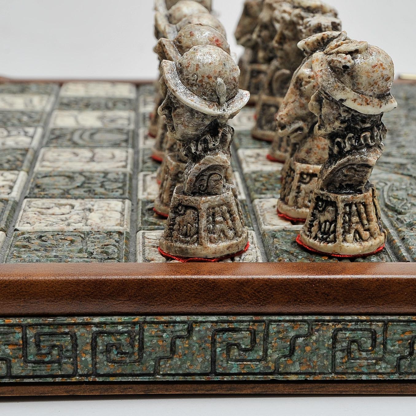 Vintage Aztec vs. Conquistador Chess Set
