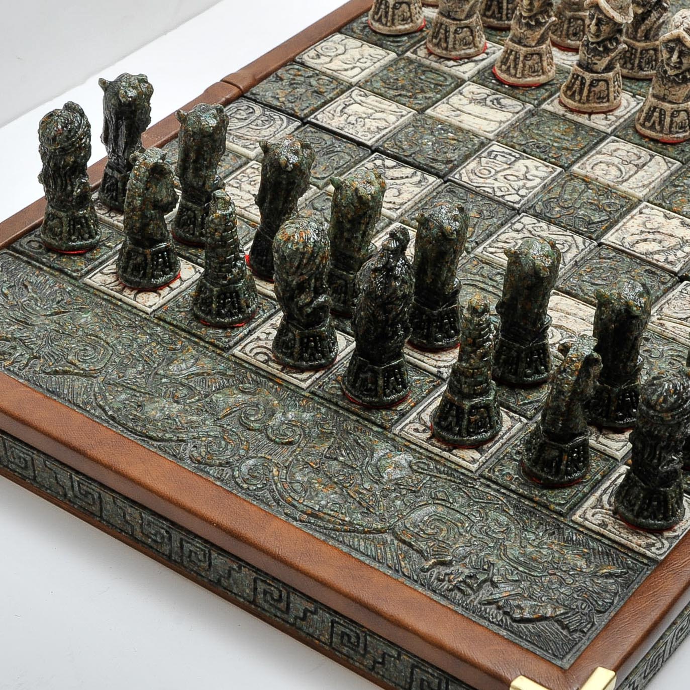 Vintage Aztec vs. Conquistador Chess Set