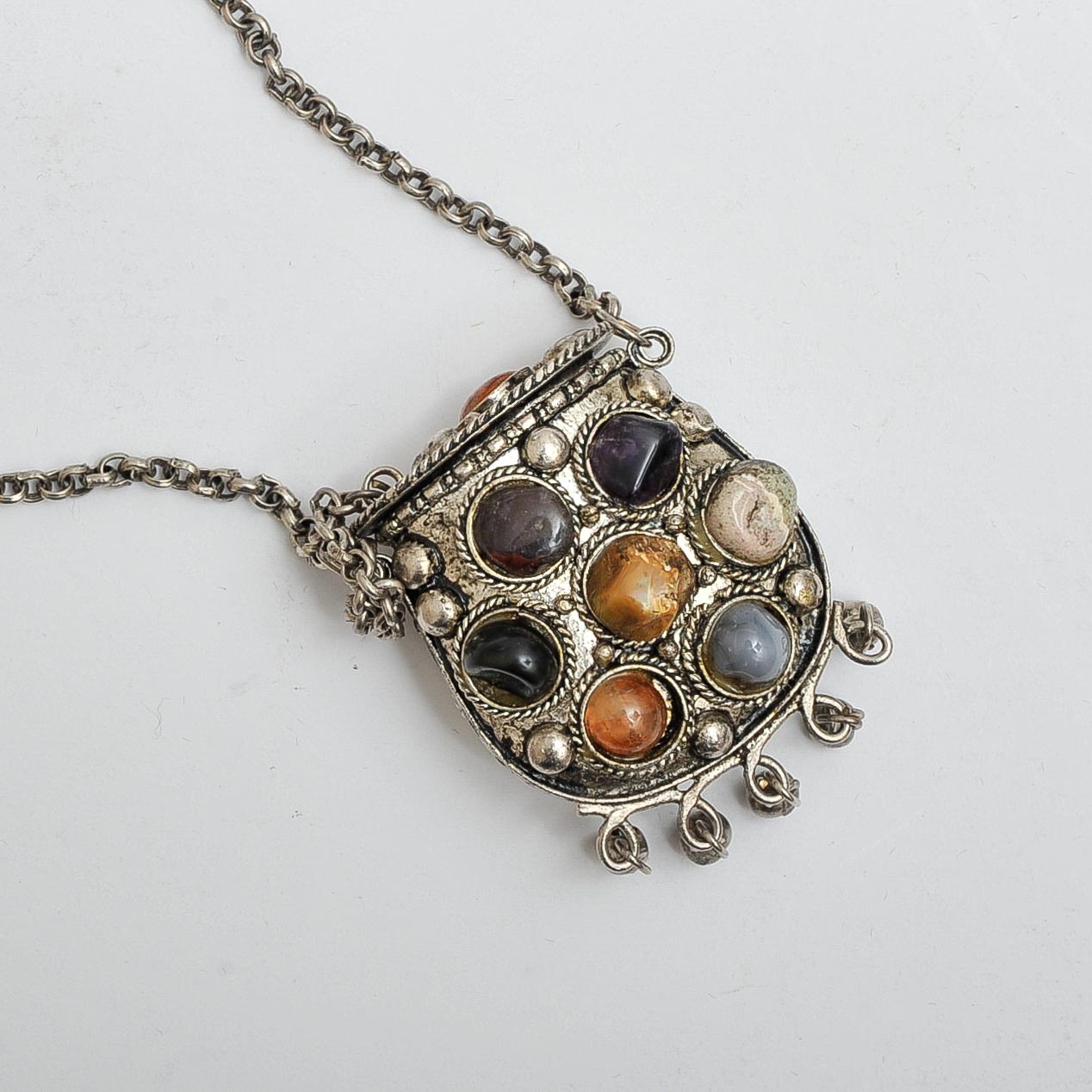 Silver-Tone Necklace with Container Pendant