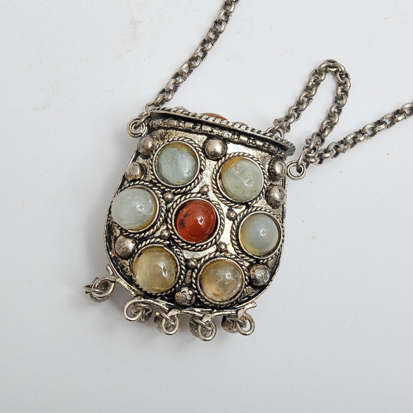 Silver-Tone Necklace with Container Pendant