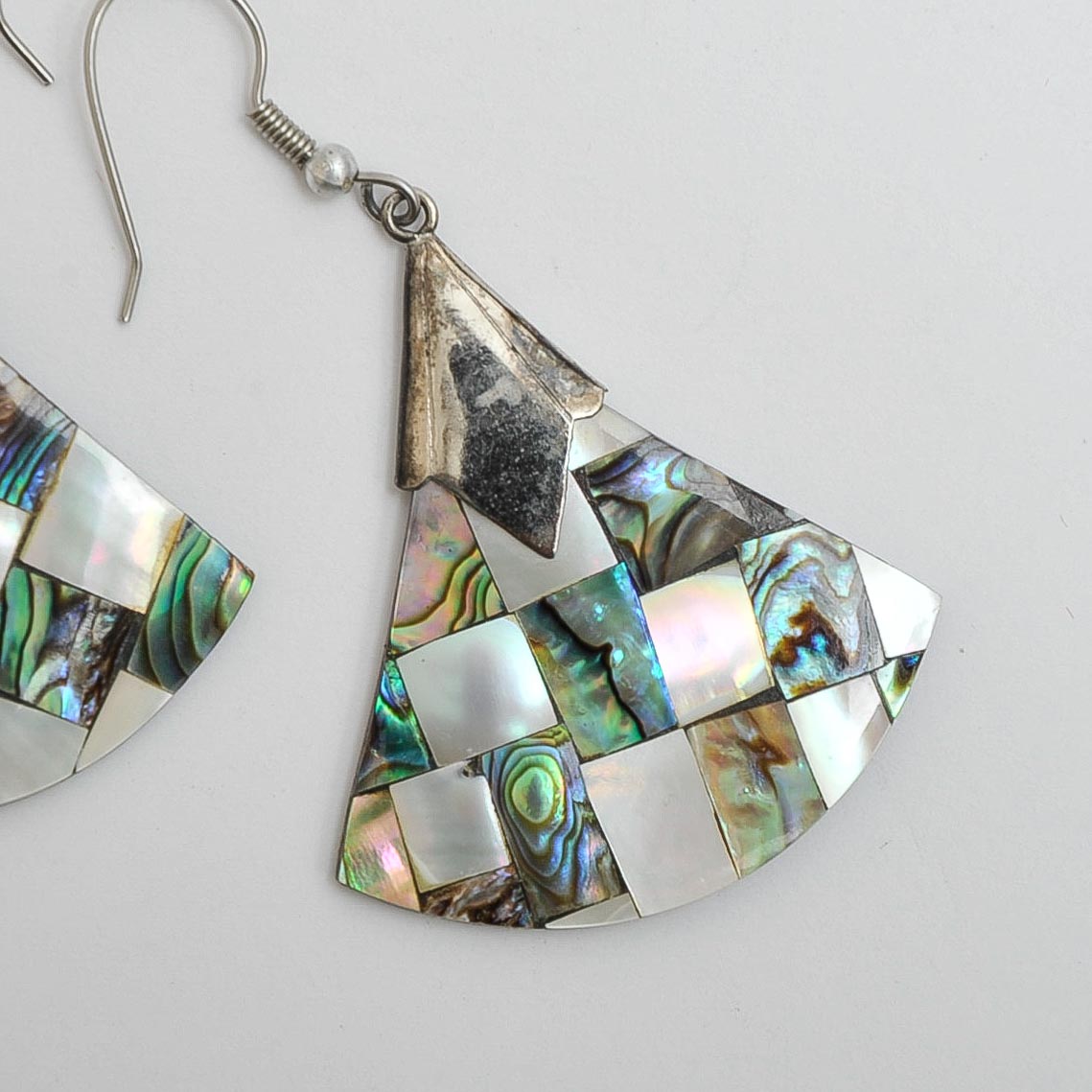 Mother of Pearl Mosaic Fan Earrings